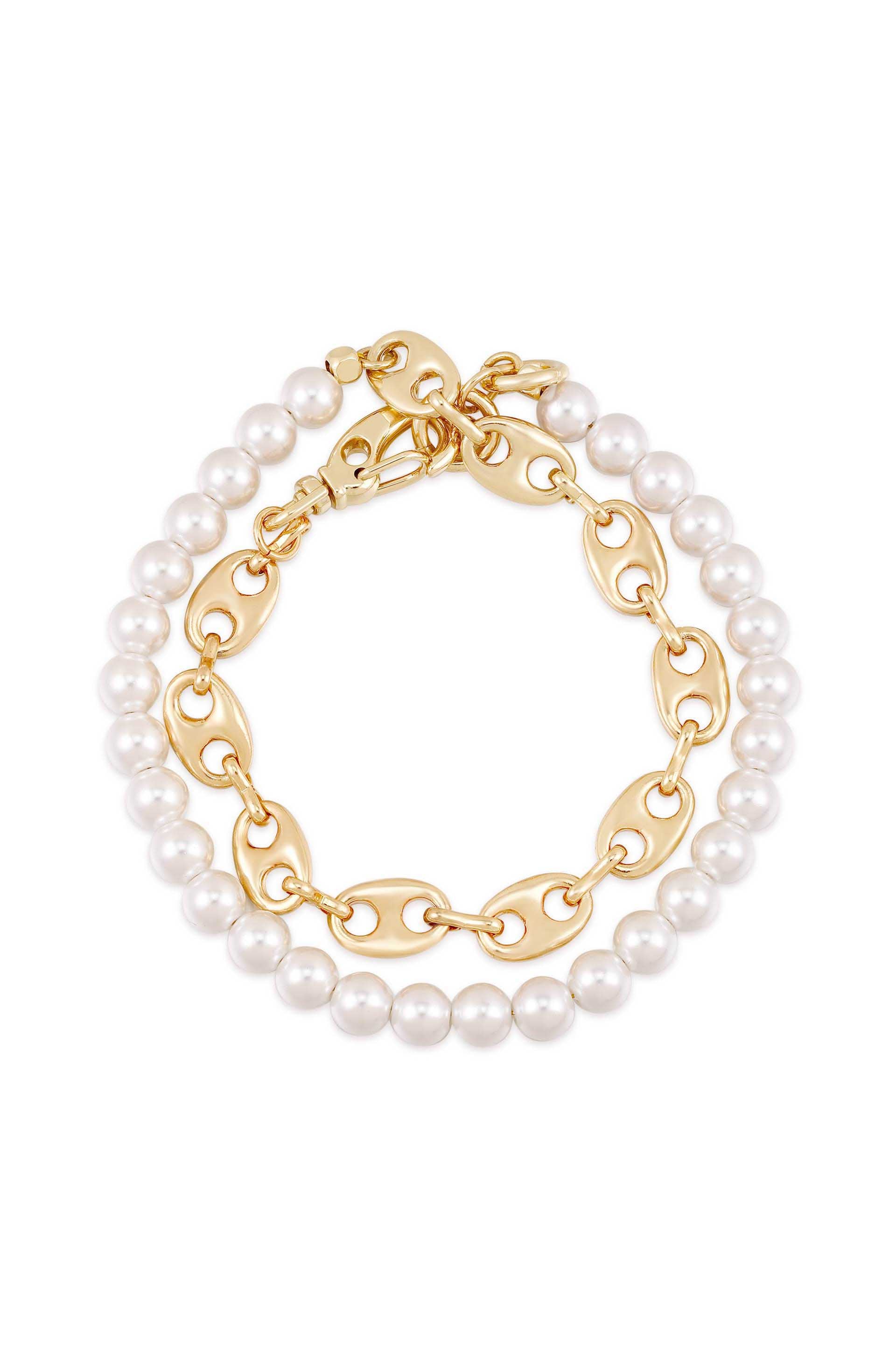Elegant Pearl & Modern Chain Link Wrap Bracelet for Women - Perfect for Weddings, Parties & Everyday Wear