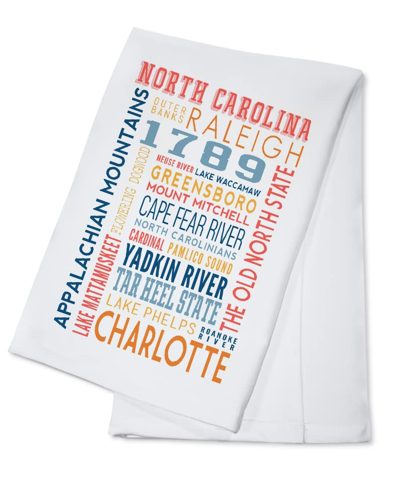 Lantern Press Greensboro North Carolina Stacked Typography 100% Cotton Tea Towel - Decorative Hand Towel for Kitchen & Home Decor - Perfect for Dish Drying, Gift Giving & Farmhouse Style Decor