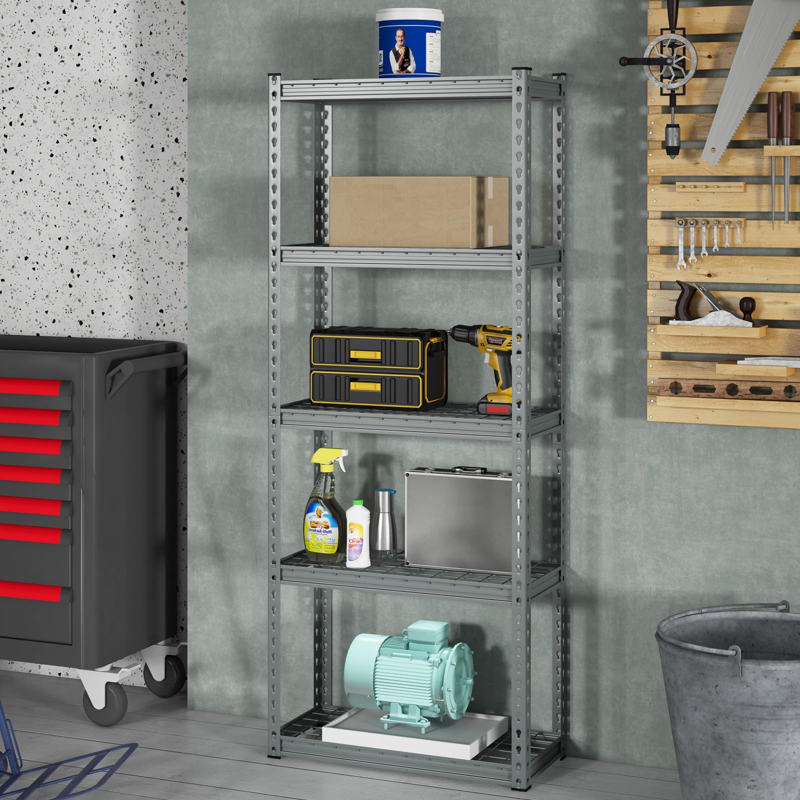 Goplus 5-Tier Heavy Duty Metal Shelving Unit - Adjustable Wire Storage Rack with Anti-Slip Foot Pads, 12