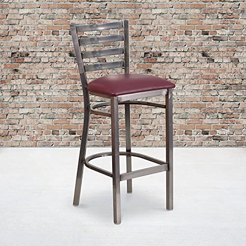 Burgundy Vinyl Seat/Clear Coated Metal Frame