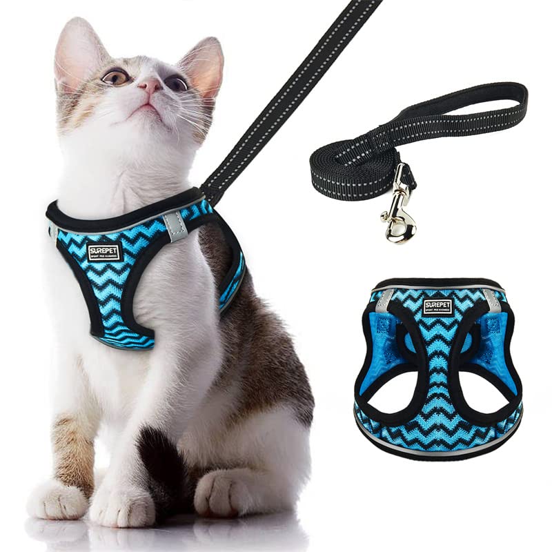 Escape-Proof Cat Harness & Leash Set - Soft Adjustable Kitten Vest with Reflective Strips for Safe Walking - Easy Control Pet Harness for Cats, Small Dogs & Puppies - Perfect for Outdoor Adventures, Park Visits & Nighttime Walks