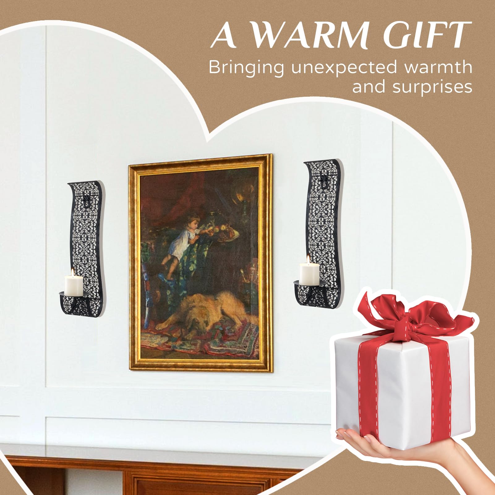 Modern Metal Wall Candle Holders Set of 2 - Black Rustic Hanging Sconces for Bathroom & Living Room Decor | Perfect for Romantic Ambiance, Spa Relaxation & Farmhouse Style Home Décor