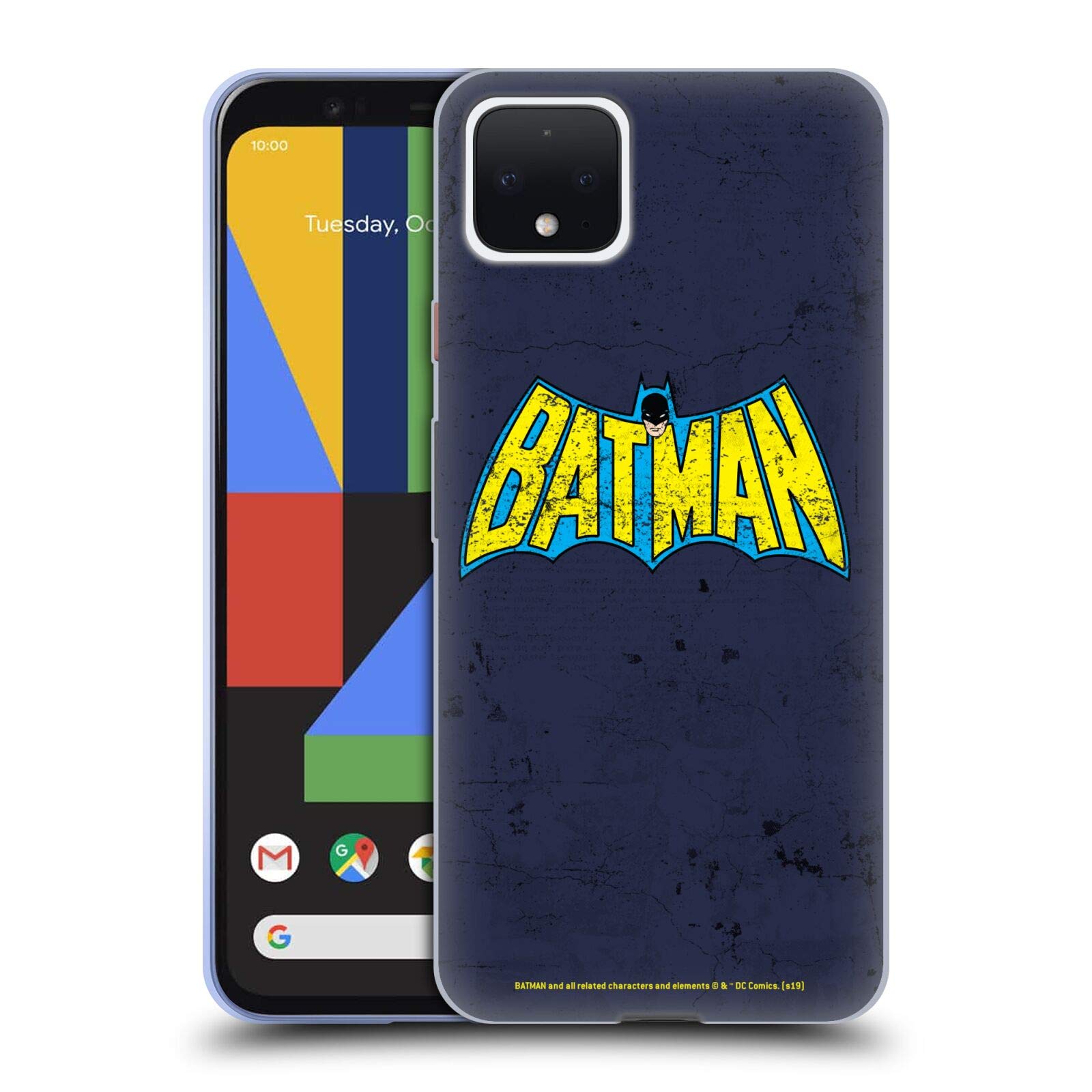 Batman DC Comics Gel Case for Google Pixel 4 - Distressed Look for Superhero Fans