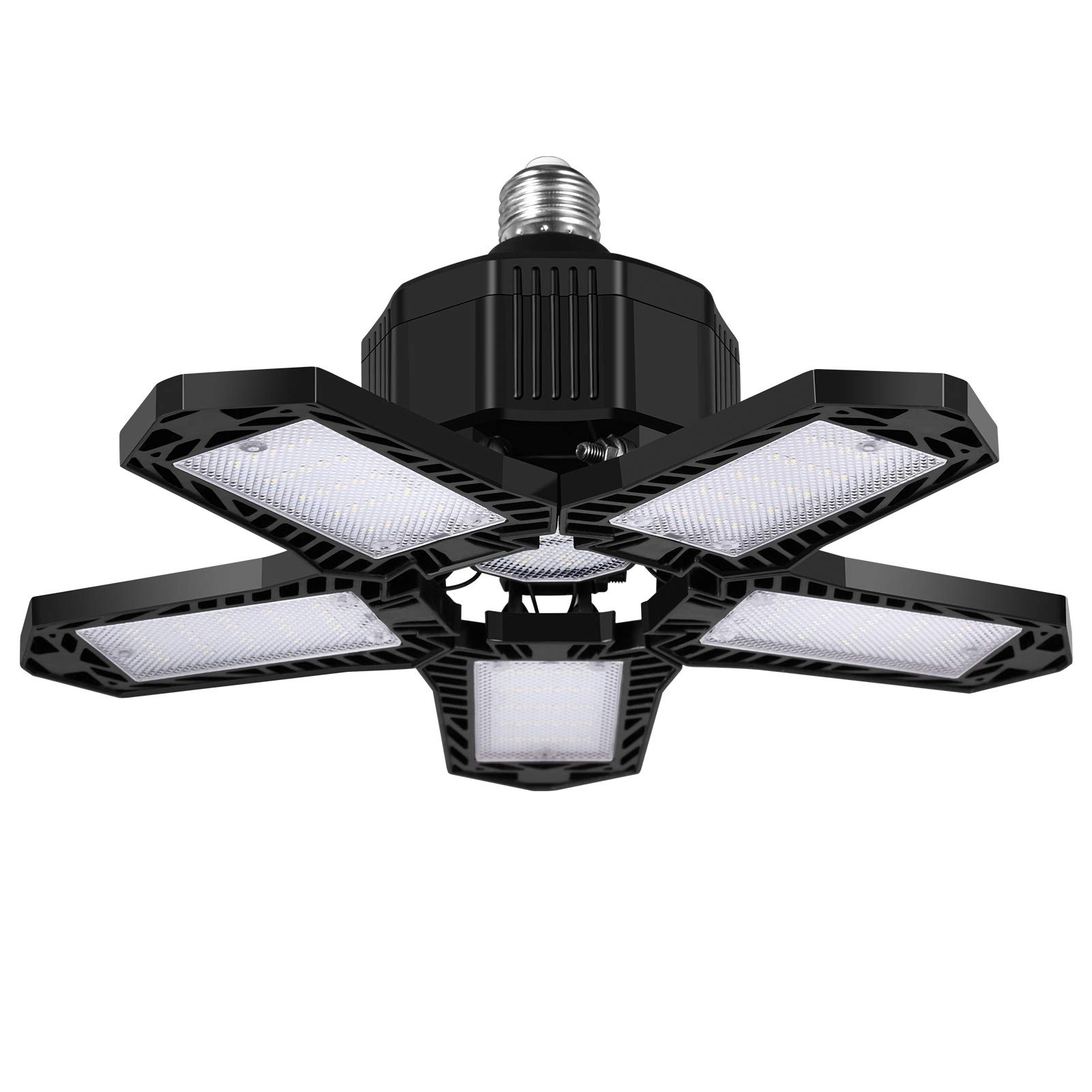 80W LED Garage Light 6400LM 6500K - Adjustable 5-Panel Shop Light with Easy Installation - Perfect for Garage, Workshop, Warehouse & Basement Lighting