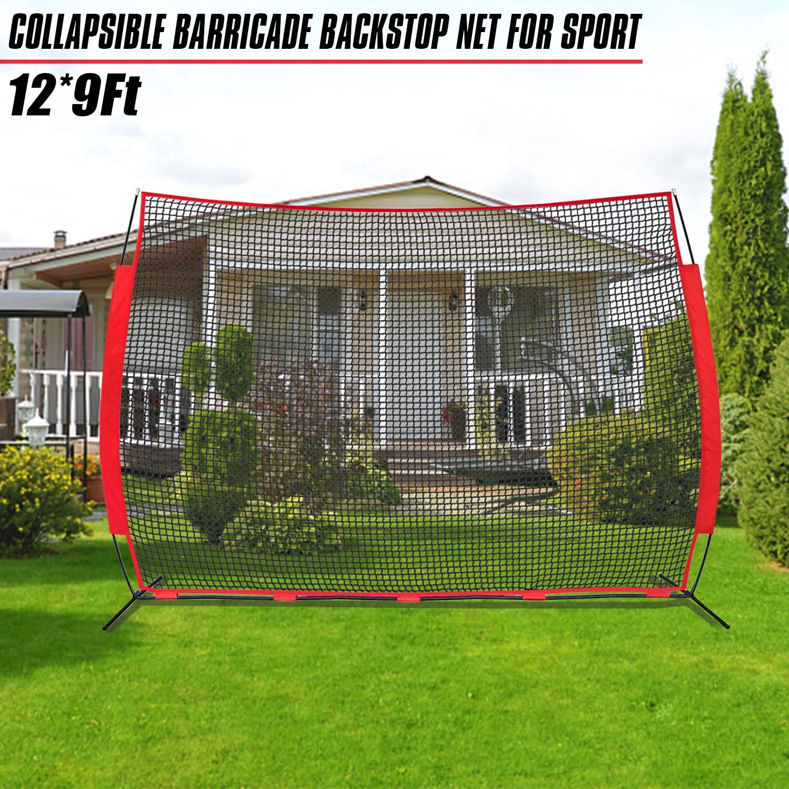 Portable Backstop Barrier Netting for Lacrosse, Soccer, Basketball & Tennis - Multi-Sport Protective Screen with Carry Bag | Perfect for Backyard, Training & Game Practice