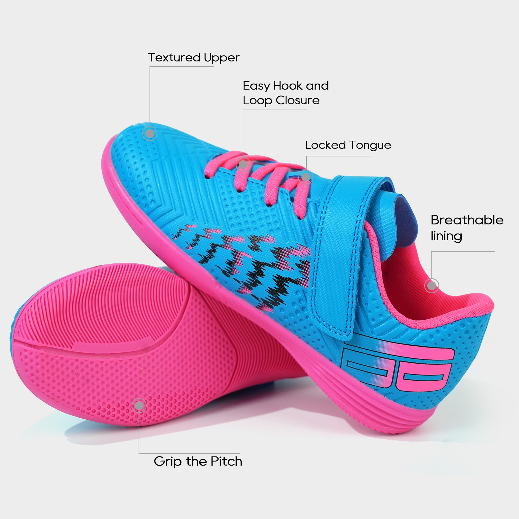 Brooman Kids Futsal Soccer Shoes - Indoor & Outdoor Soccer Cleats for Boys & Girls - Lightweight Football Sneakers for Training, Games & School Sports