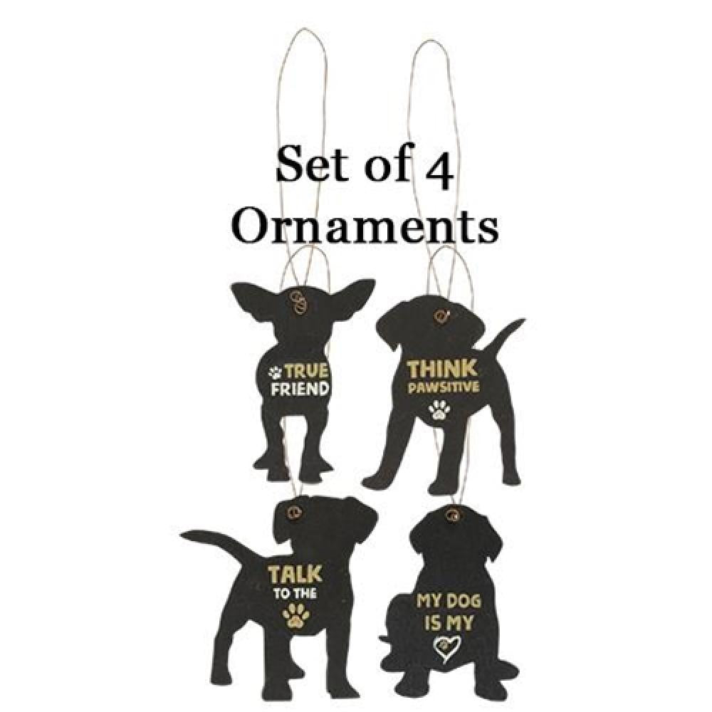 4-Piece Dog Ornament Set - Cute Home Decor for Christmas Tree, Gift, Party & Pet Lover Gifts