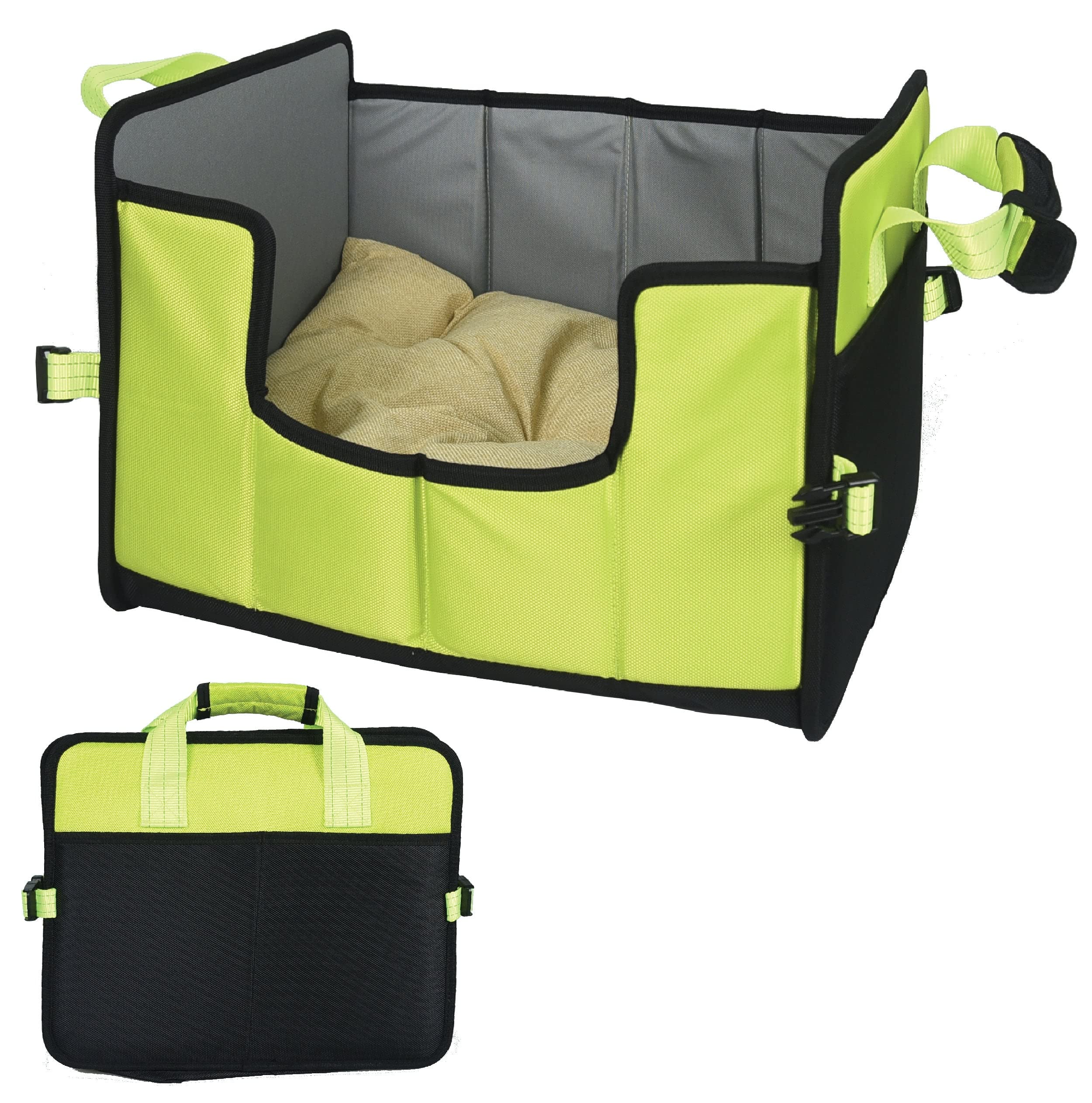 Pet Life Travel-Nest Folding Portable Cat & Dog Bed - Small Size, Green - Perfect for Camping, Road Trips & Vet Visits