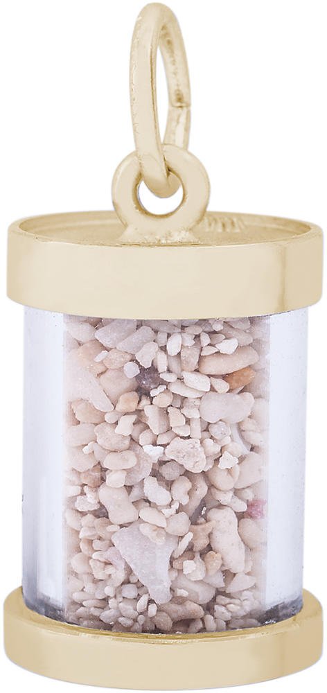 Rembrandt Bahamas Sand Capsule Charm - 14K Yellow Gold Jewelry Pendant for Necklace - Perfect for Beach Vacations, Gift Giving & Tropical Theme Outfits