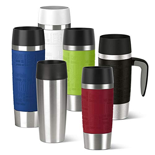 Tefal Stainless Steel Travel Mug - 12oz (0.36L) Insulated Blue Coffee Thermos for Commuting, Camping & Office Use