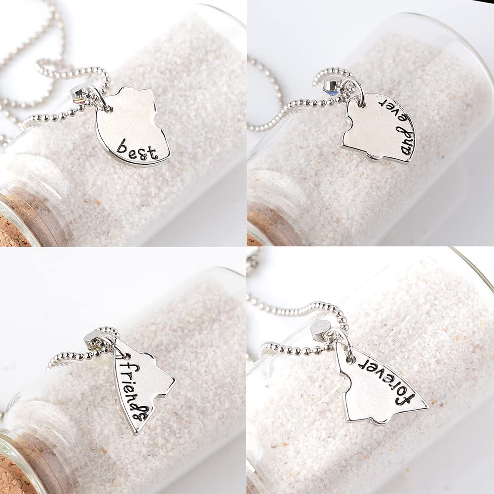 ZAHSY Bff Best Friend Friendship Necklace Set of 4 - Crystal Broken Heart Puzzle Necklaces for Women - Perfect Birthday, Christmas Gift for Best Friends - Ideal for Anniversaries, Graduations, and Special Occasions