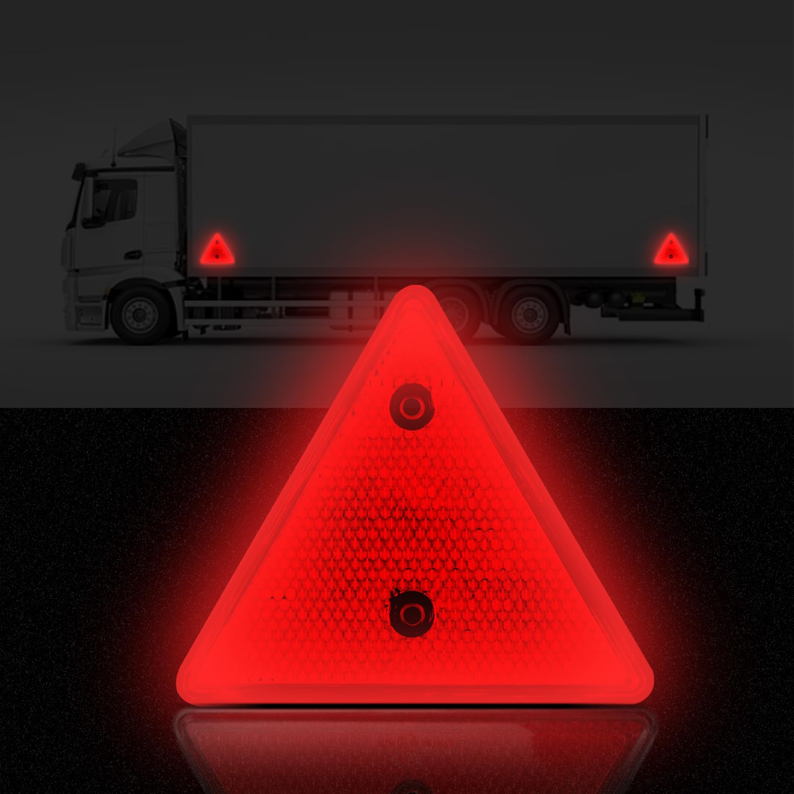 2-Pack Triangle Reflectors with Mounting Holes - E11 Road Safety Warning Signs for Cars, Trucks & Vans - Universal Vehicle Safety Accessories (Red) - Perfect for Emergency Roadside Use & Traffic Hazard Visibility