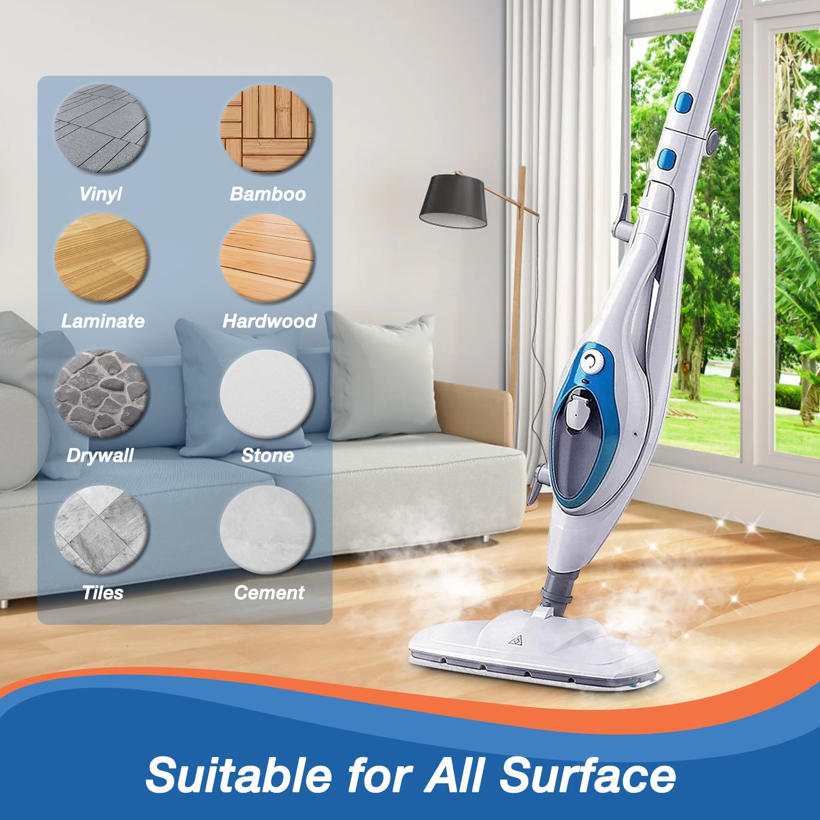 8 Pack Steam Mop Replacement Pads - Compatible with PurSteam 10-in-1 Steam Mop Cleaner - Includes 4 Upgraded Ultra Cleaning Pads & 4 Washable Microfiber Pads - Perfect for Hardwood Floors, Tile, Laminate & Carpet Cleaning
