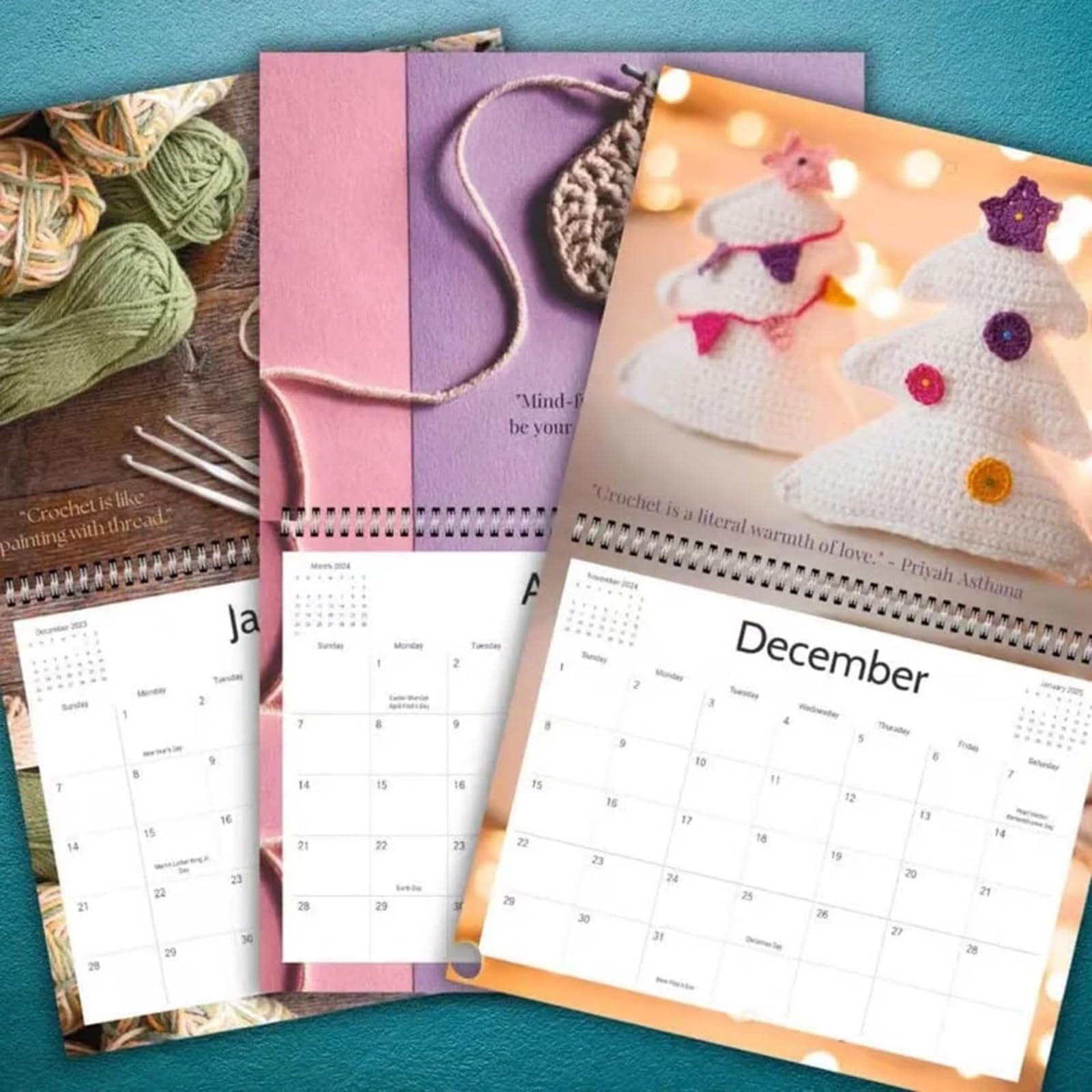 2025 Knitting Calendar - 12 Inspirational Knitting Images & Quotes, 8.5x11 Inch Yarn Monthly Hanging Planner for Craft Enthusiasts, Perfect Wall Decor for Home, Office or Knitting Studio | Creative Gift for Women Who Love Knitting