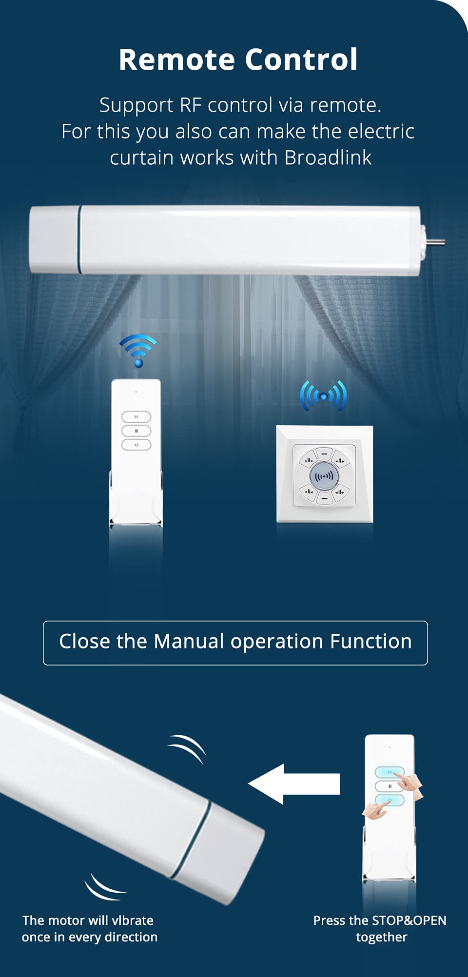 Smart WiFi Electric Curtain Motor - Remote Control, Alexa & Google Home Compatible, DIY Tracks, Tuya App (7.2M/283