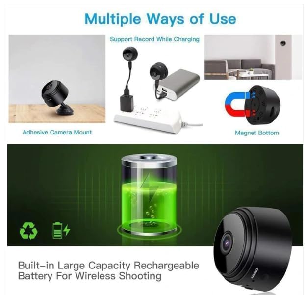 Camtrix Magnetic Mini Security Camera - 2 Pack, Wireless Hidden Surveillance Camera with App for Home, Indoor & Outdoor Use - Perfect for Baby Monitoring, Pet Watching, and Office Security