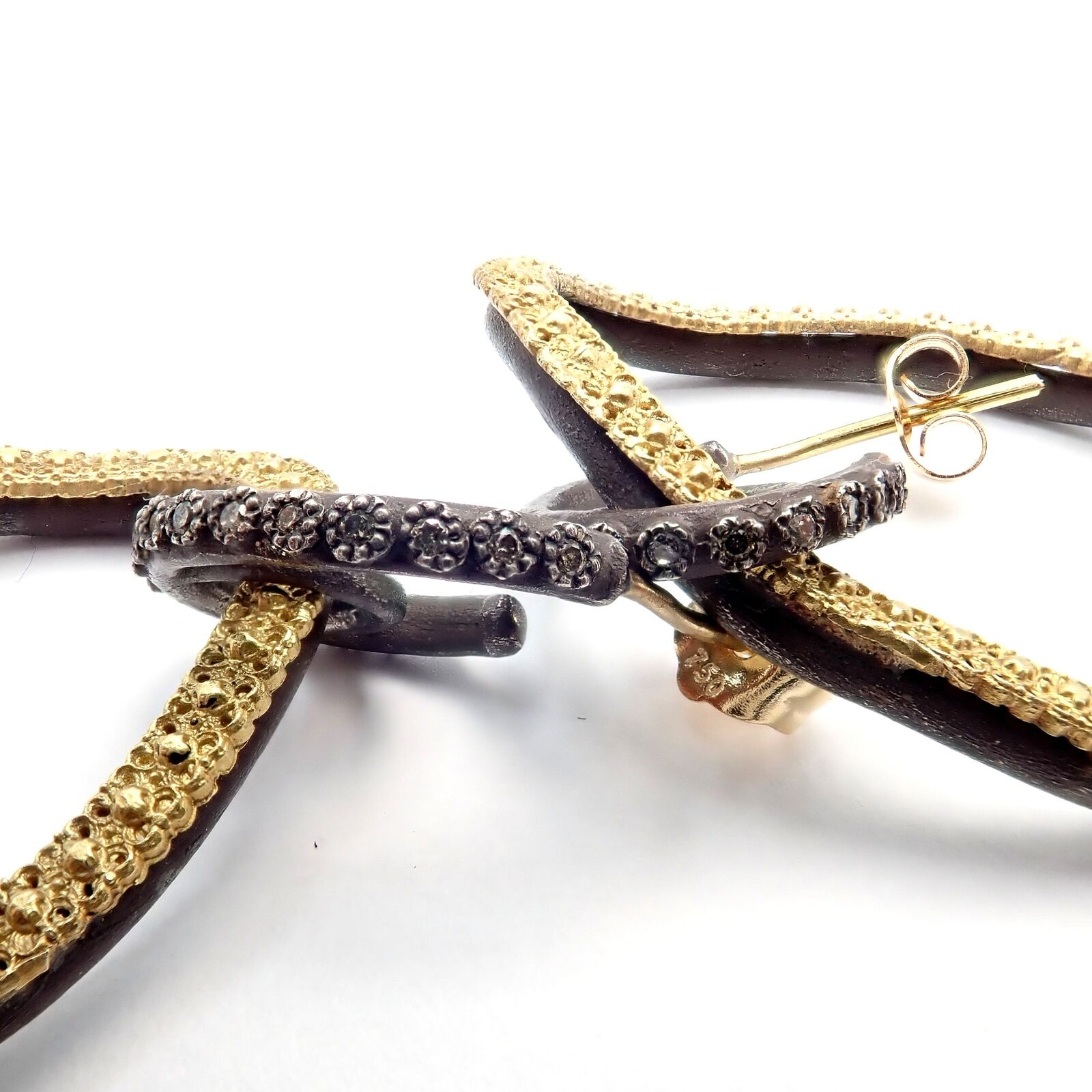 18K Yellow Gold & Blackened Sterling Silver Diamond Statement Earrings for Women | Luxury Dangle Earrings for Parties, Weddings & Special Occasions