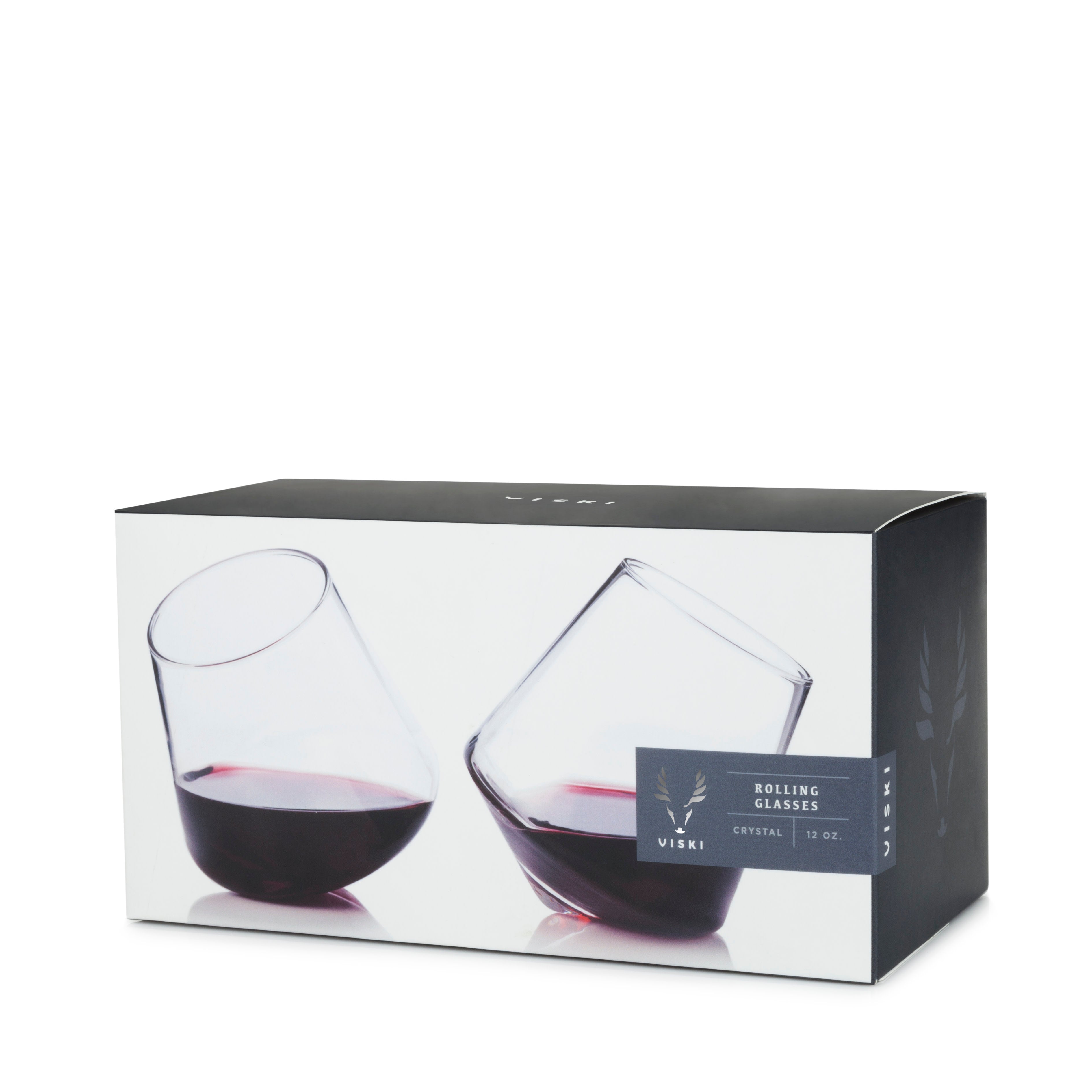 Premium Rolling Crystal Wine Glasses Set of 2 - Elegant Stemware for Red & White Wine - Perfect for Dinner Parties, Weddings & Romantic Evenings