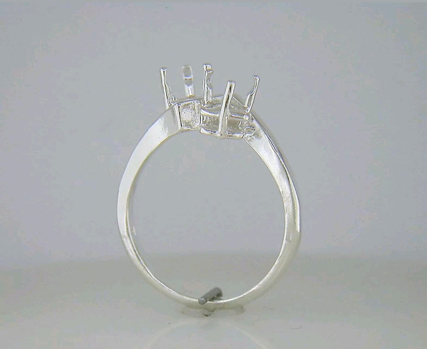 6mm Trillion Cut Double Stone Solid Sterling Silver or 14kt Gold Pre-Notched Blank Ring Size 7 - Perfect for Jewelry Making, Engagement Rings & Wedding Bands