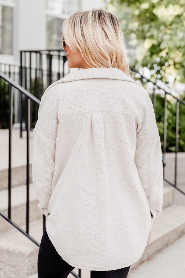 Wonderful Soul Beige Sherpa Shacket Jacket - Cozy Fleece-Lined Overshirt for Women | Perfect for Fall & Winter Layering, Outdoor Activities, and Casual Style