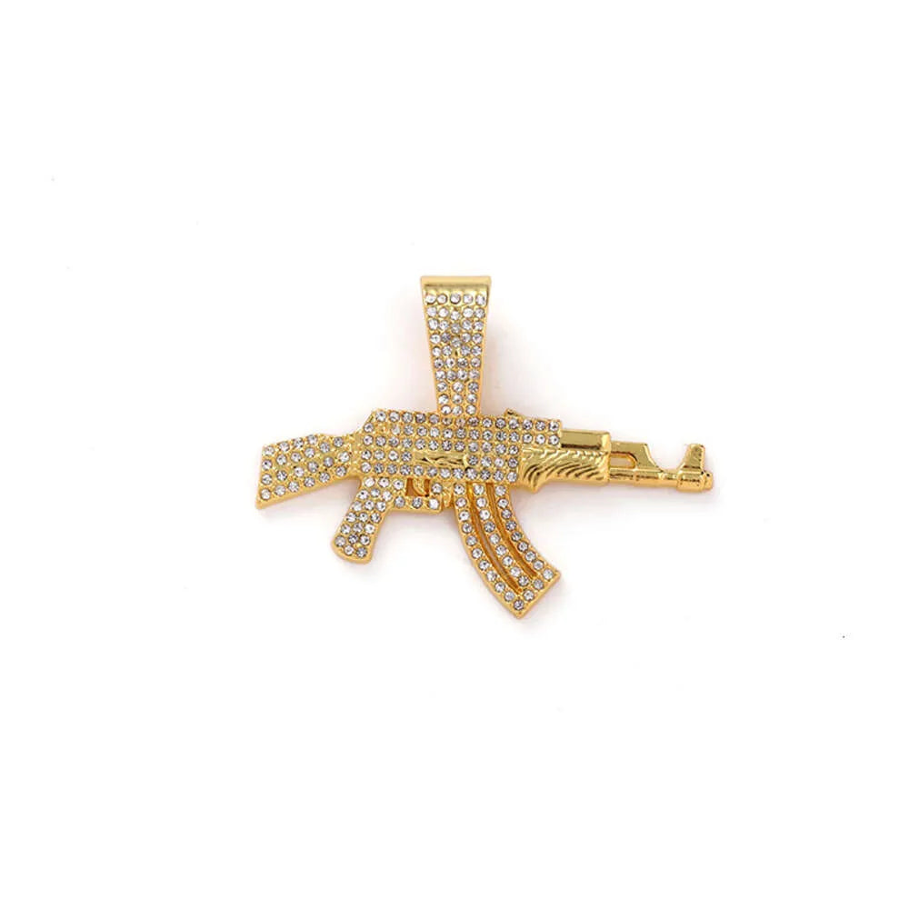 18K Gold AK47 Pendant Necklace for Men - Iced Out VVS Moissanite Hip Hop Gun Jewelry - Perfect for Rappers, Gangsta Style & Streetwear Fashion