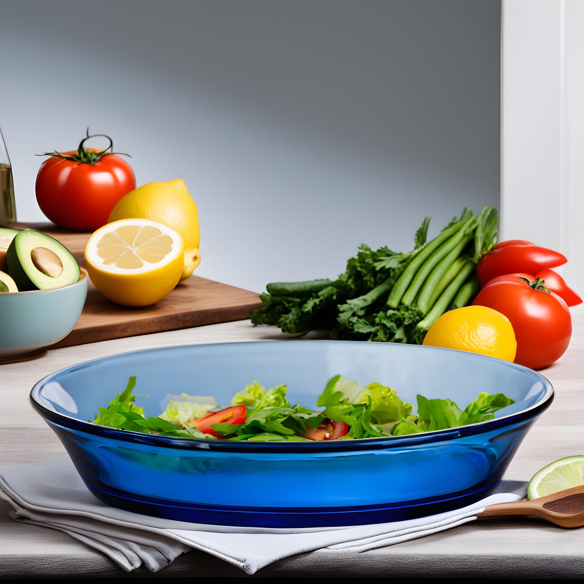 STPGoods 4-Piece Blue Cobalt Glass Dinner Plates Set - 7.8 Inch Round Salad Plates for Everyday Dining, Entertaining & Restaurant Use - Durable Transparent Glass Dishes for Salad, Bread, Desserts & Appetizers