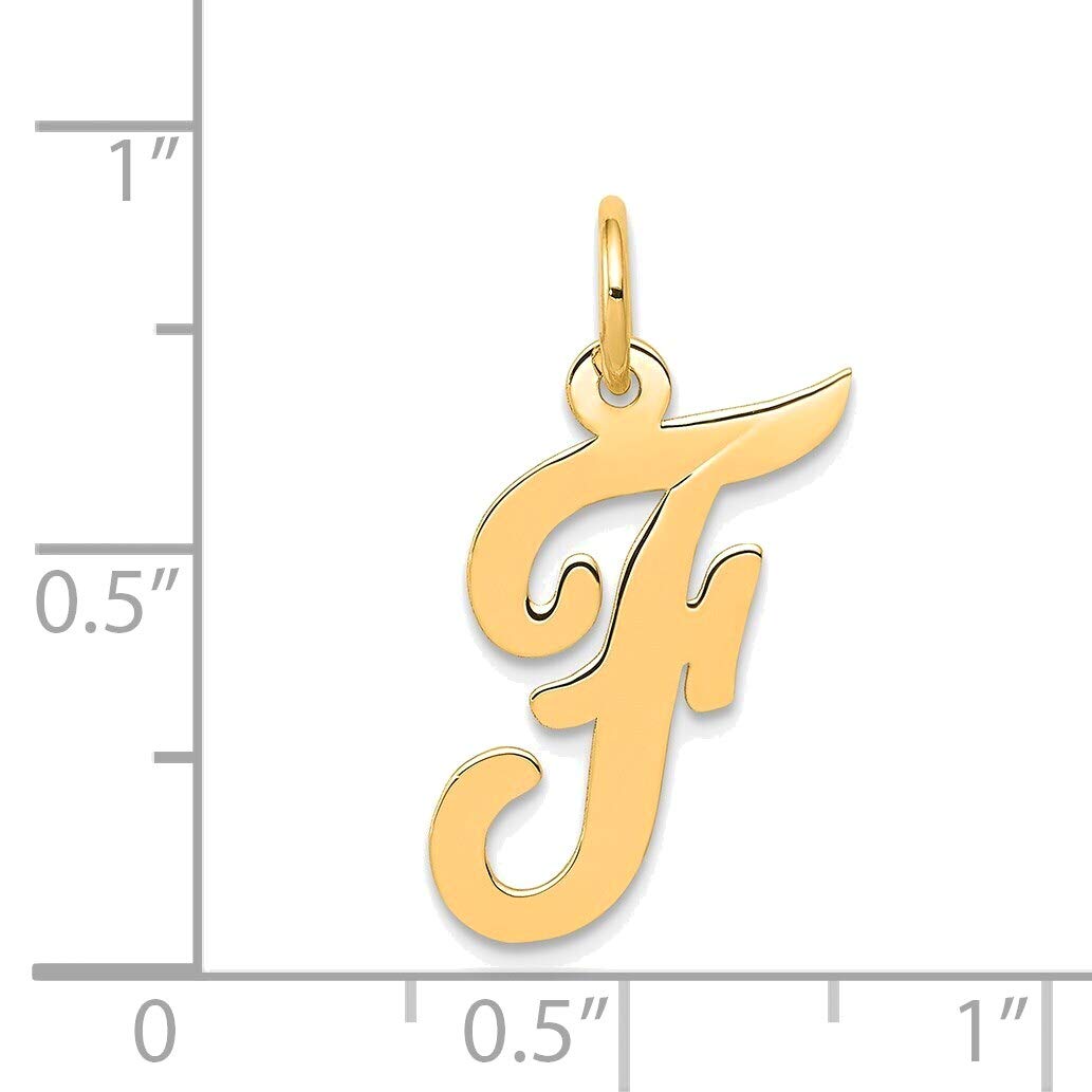 14K Yellow Gold Medium Script Initial F Charm Necklace for Women - Personalized Name Jewelry Gift for Her, Perfect for Birthdays, Anniversaries & Everyday Elegance