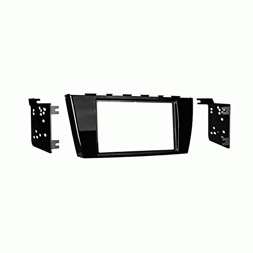 Universal Double Din Car Stereo Dash Kit - Fits 2017 Mitsubishi Mirage & Mirage G4 (Non-Touchscreen Models) - Gloss Gray Trim Bezel for Aftermarket Radio Installation - Perfect for DIY Car Audio Upgrades & Vehicle Customization