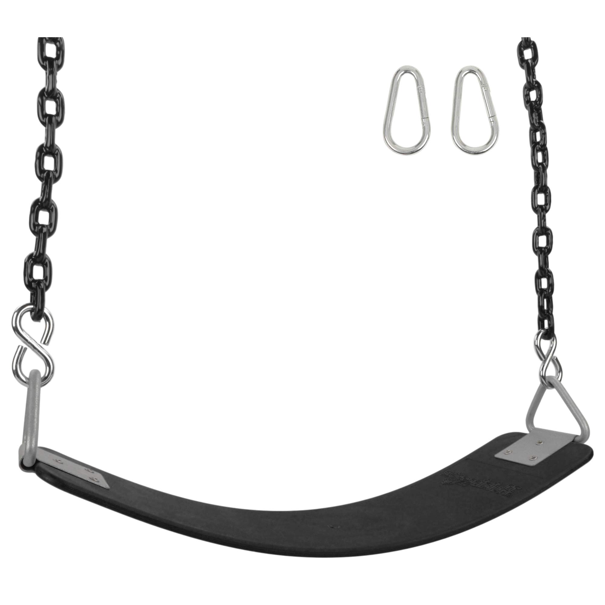 Premium Rubber Belt Swing Seat with 8.5 Ft. Coated Chain - Heavy-Duty Black Outdoor Swing for Backyard, Playground & Garden (Perfect for Kids, Adults & Family Fun)