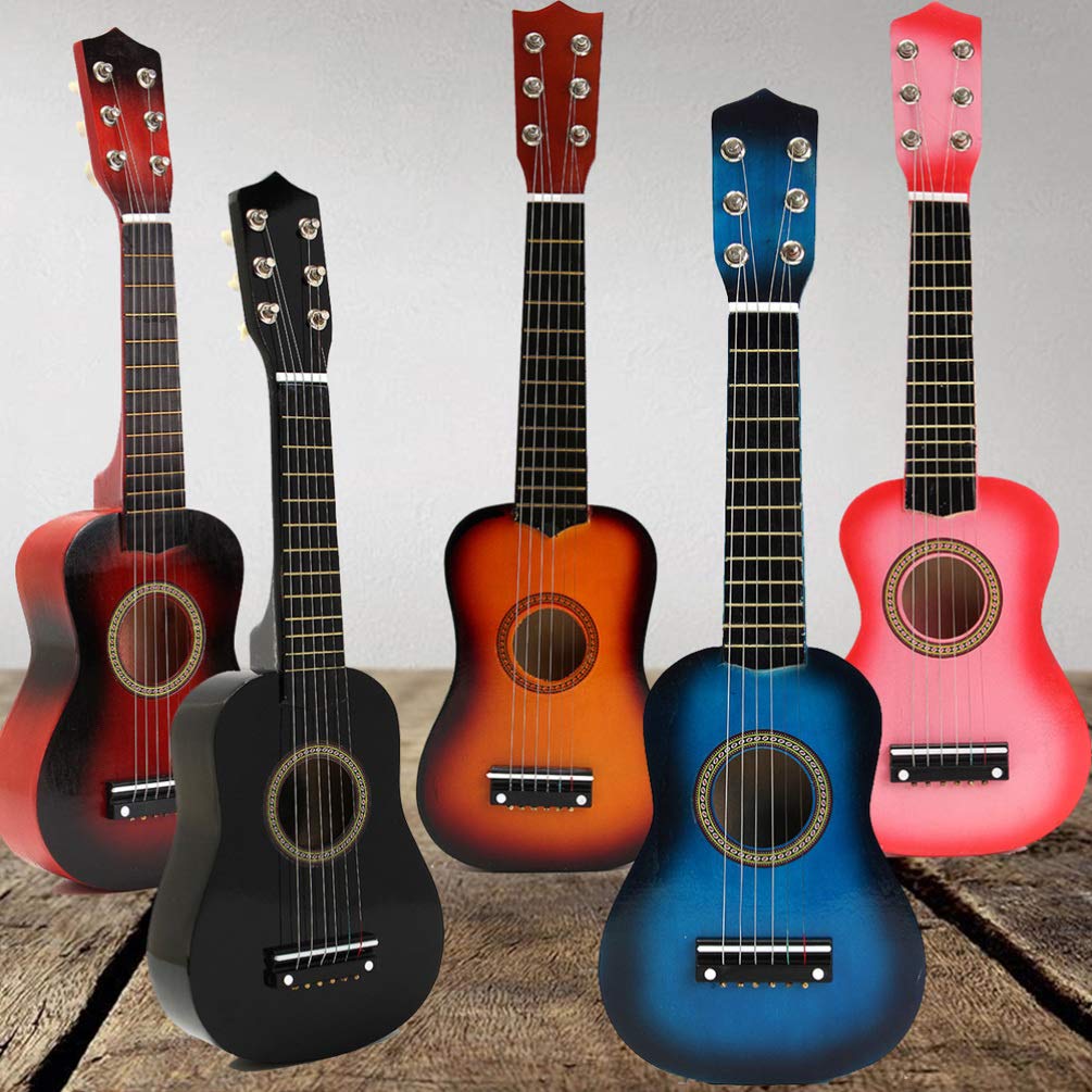 **Kisangel 21 Inch Wooden Acoustic Guitar for Kids - 6 String Folk Guitar Vintage Style, Beginner Musical Instrument & Developmental Toy (Black) - Perfect for Learning, Gifts, and Home Play**