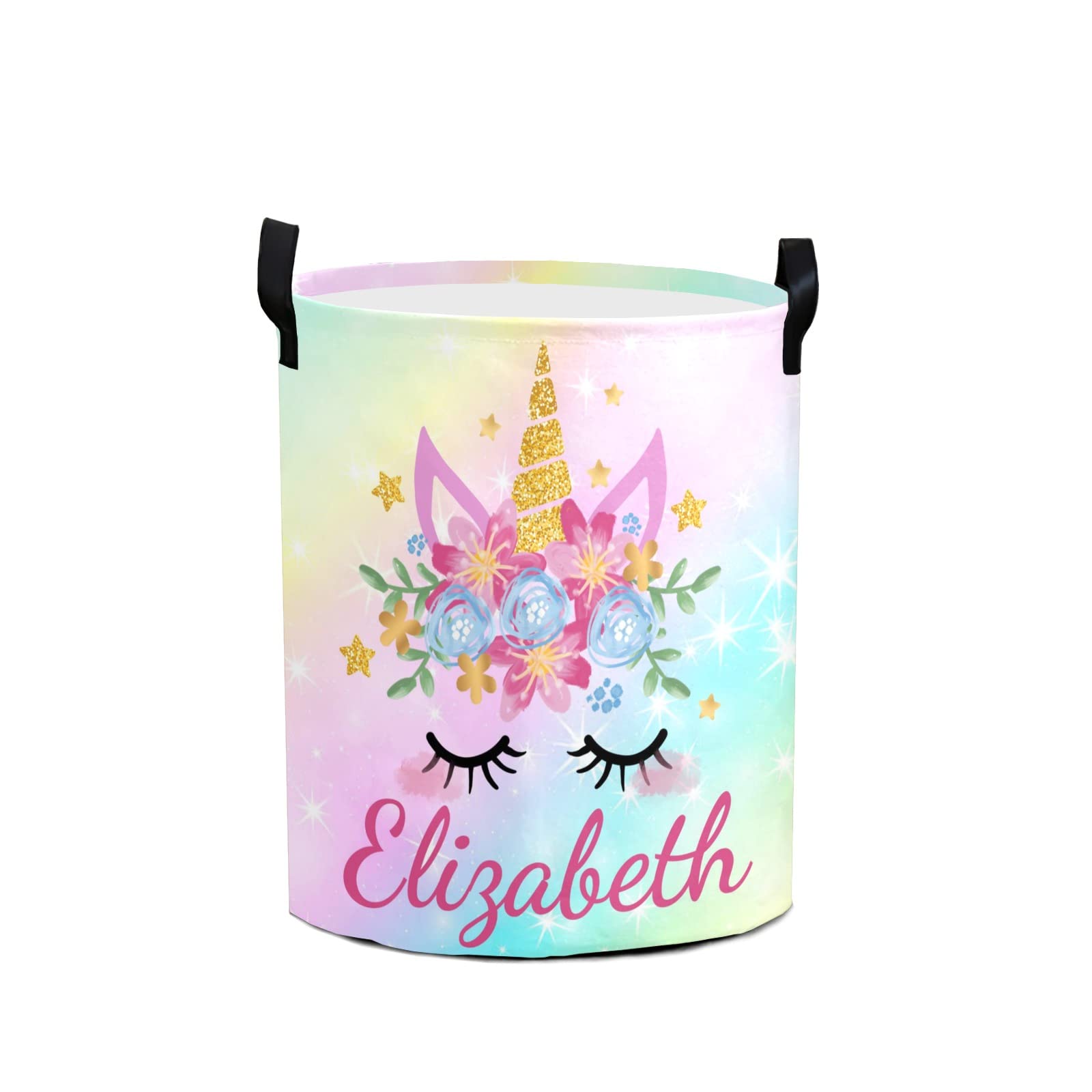 Custom Personalized Laundry Basket with Handle - Collapsible Clothes Hamper for Bathroom, Bedroom & Living Room Storage - Unicorn Design (Style 07) - Perfect for Kids' Rooms, Dorm Organization & Gift Giving