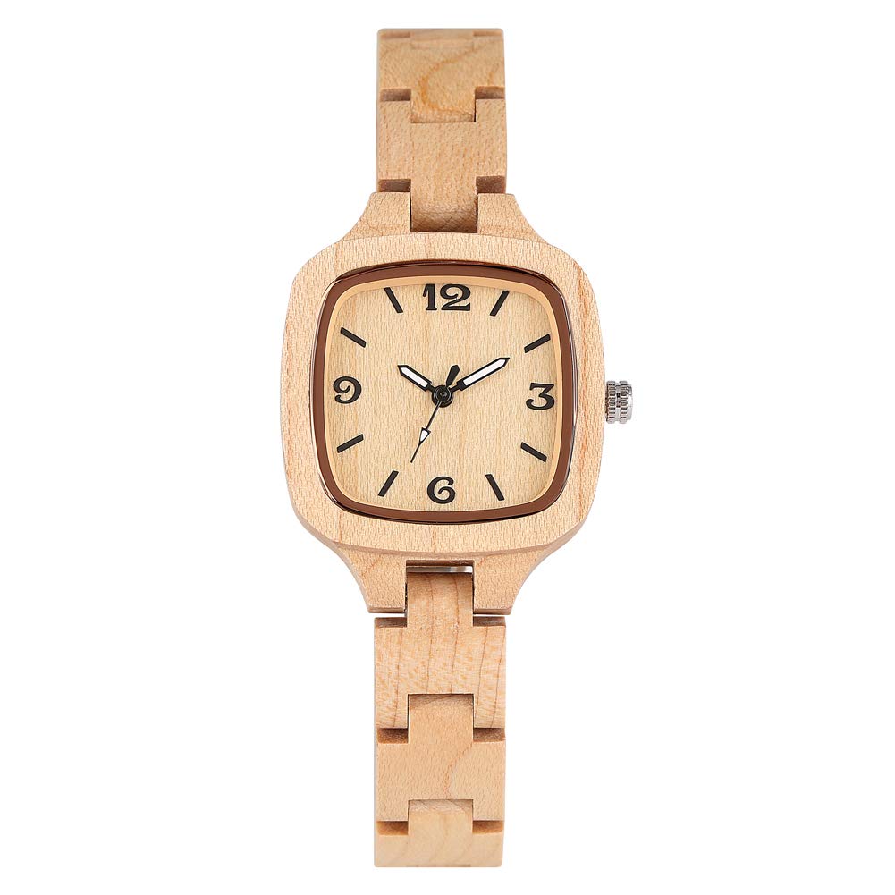 Elegant Maple Wooden Watch for Women - Small Dial, Stable Strap - Perfect for Office & Casual Wear