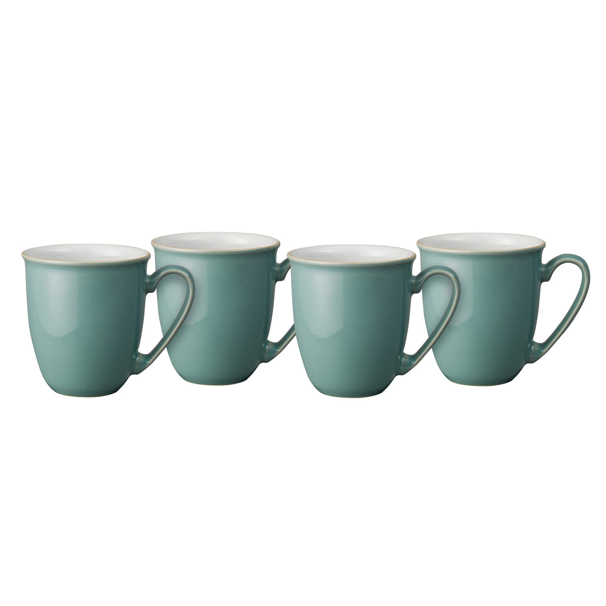Denby Elements Fern Green Coffee Mug Set of 4 - 330ml Stoneware Ceramic Tea Cups for Home, Office, Kitchen & Gifts - Dishwasher & Microwave Safe - Chip Resistant - Perfect for Morning Coffee, Tea Break or Office Use