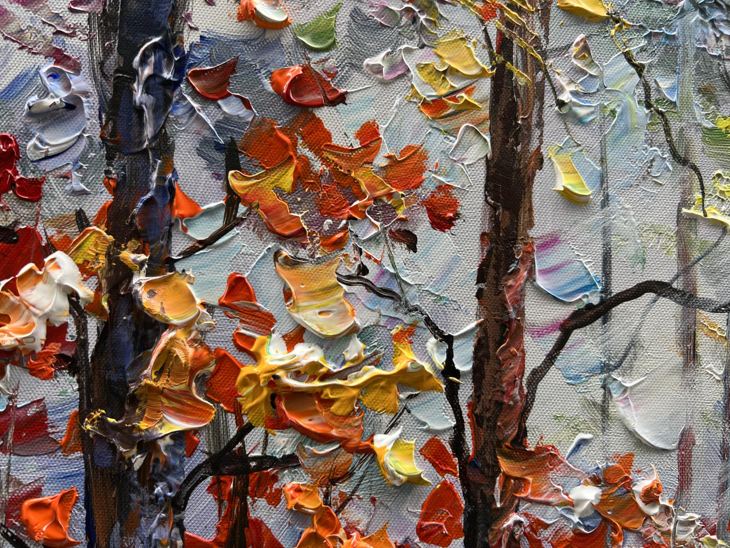 Modern Abstract Art Forest Landscape Oil Painting - 24x48 Inches Wall Decor for Living Room, Bedroom & Office - Handmade Canvas Artwork for Home & Office Decoration