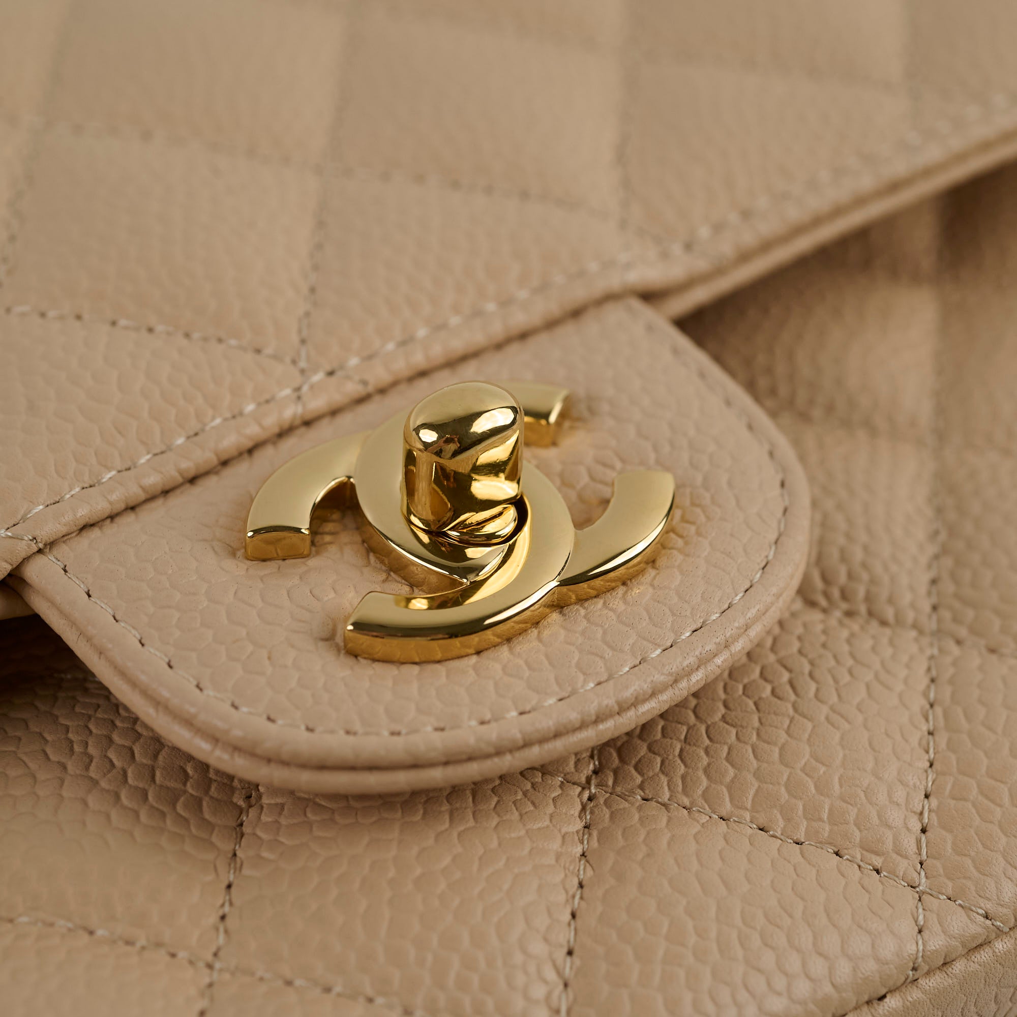 Chanel Caviar Medium M/L Classic Double Flap Bag in Beige Clair - Timeless Luxury Handbag for Women | Perfect for Work, Evening Events & Special Occasions
