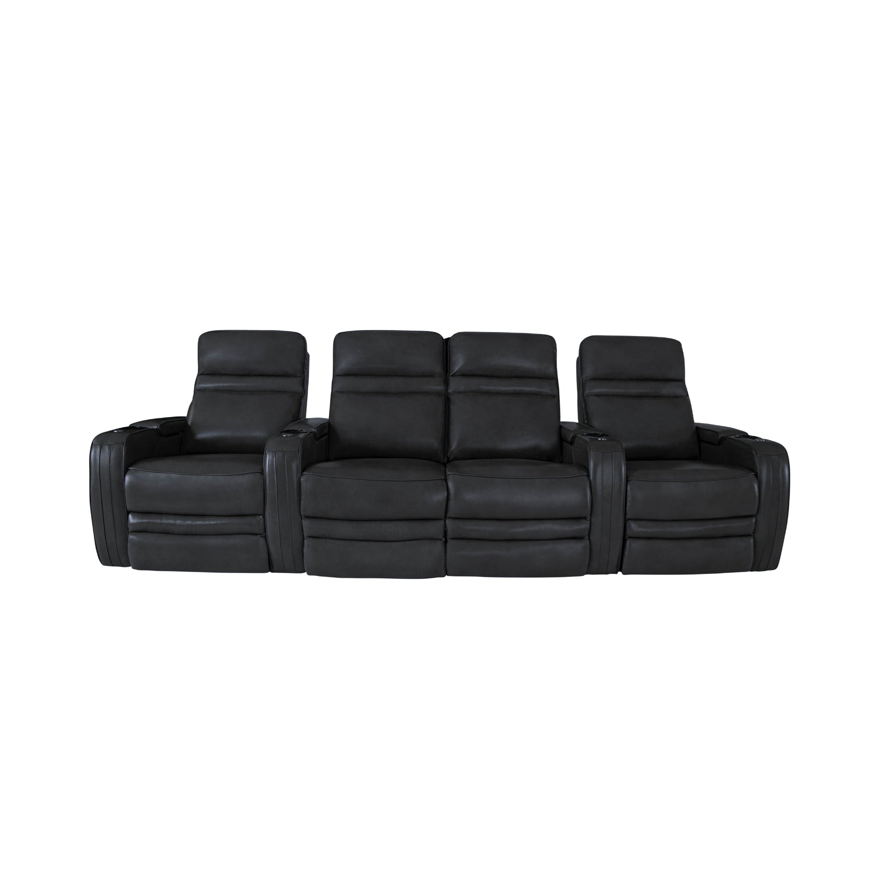 RowOne 4-Piece Recliner Set - Ultra Soft Fabric Sectional Sofa with Cup Holders and USB Ports | Perfect for Living Room, Home Theater, and Family Gatherings
