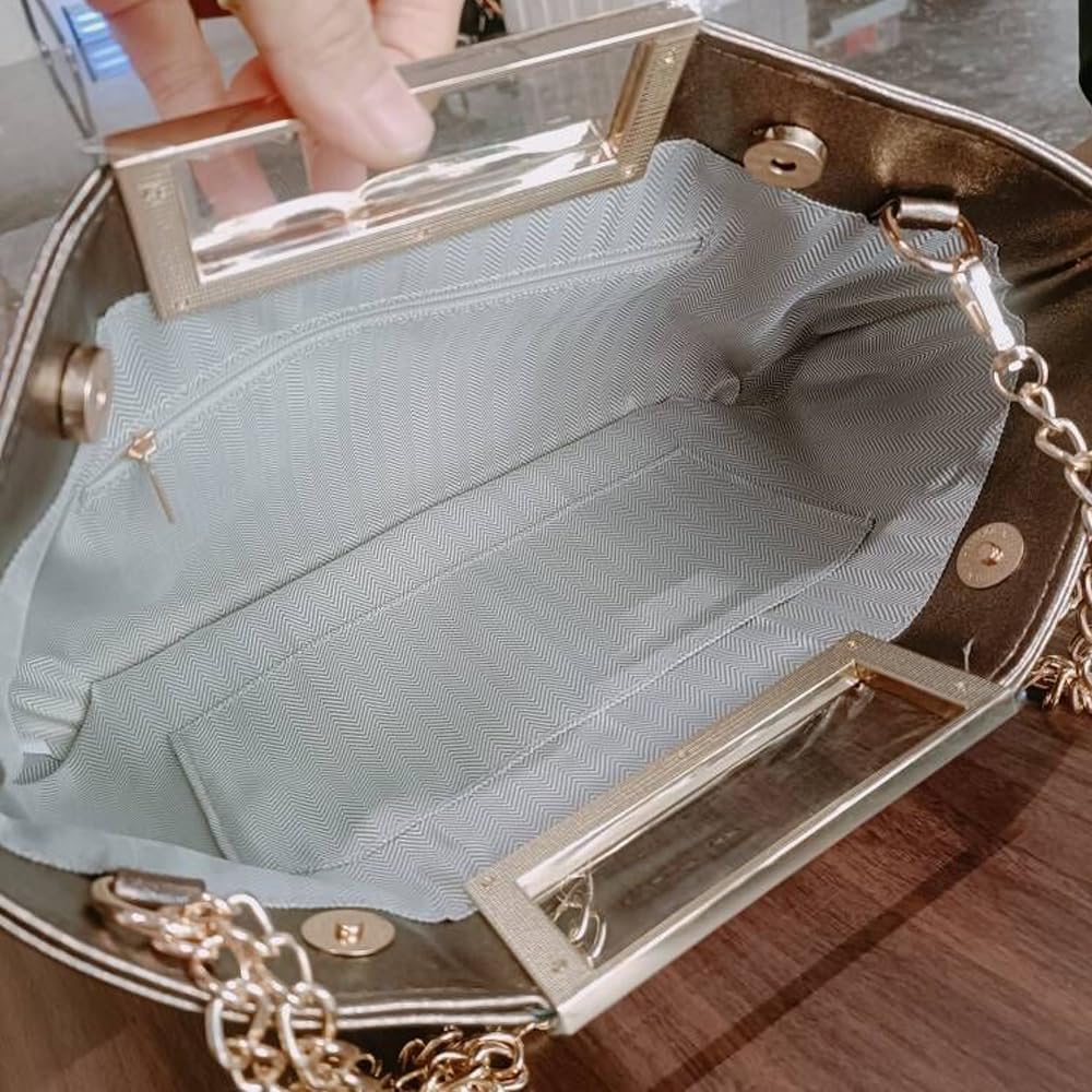 Stylish Women's PU Leather Chain Crossbody Bag - Shiny Oversized Clutch Purse for Evening Parties, Date Nights & Special Occasions