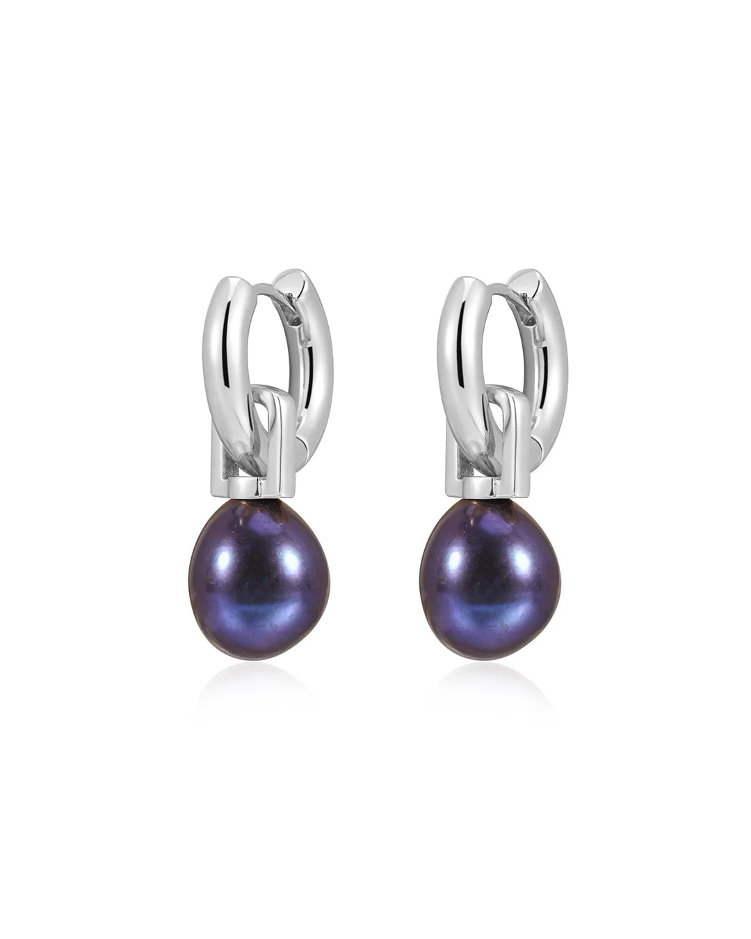 Blue Pearl Amalfi Huggie Hoop Earrings in Sterling Silver - Perfect for Everyday Wear, Date Nights & Special Occasions