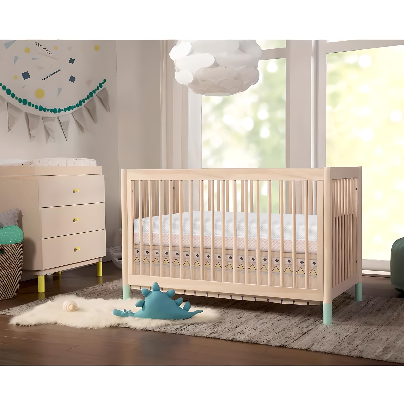 Dual-Sided Memory Foam Crib Mattress for Infants & Toddlers - Breathable 3-Layer Premium Baby Mattress with Removable Cover (White & Pink) | Safe & Comfortable for Nursery, Daycare & Travel