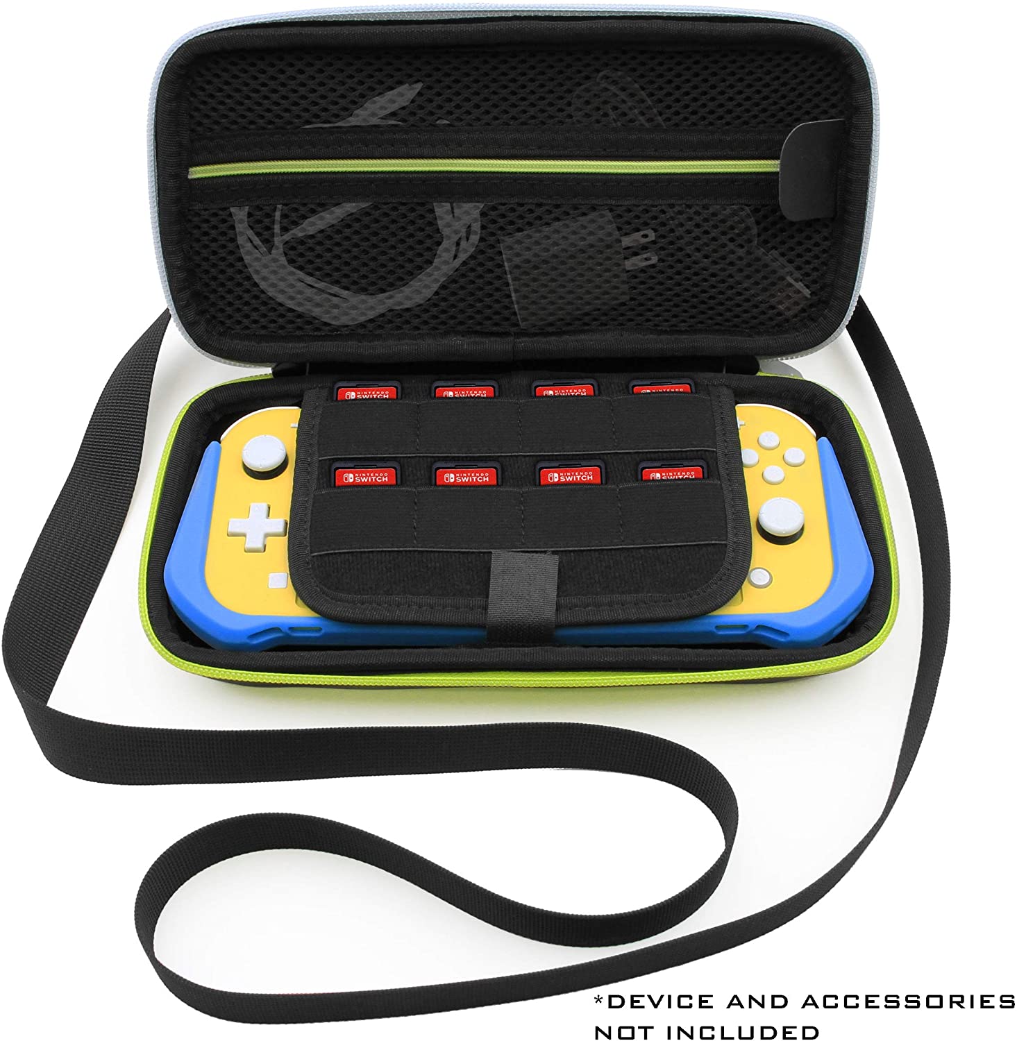 CASEMATIX Protective Carrying Case for Nintendo Switch Lite - 8 Game Slots, Scratch-Resistant Screen Divider, Accessory Storage & Adjustable Strap - Perfect for Travel, Gaming On-The-Go & Console Protection