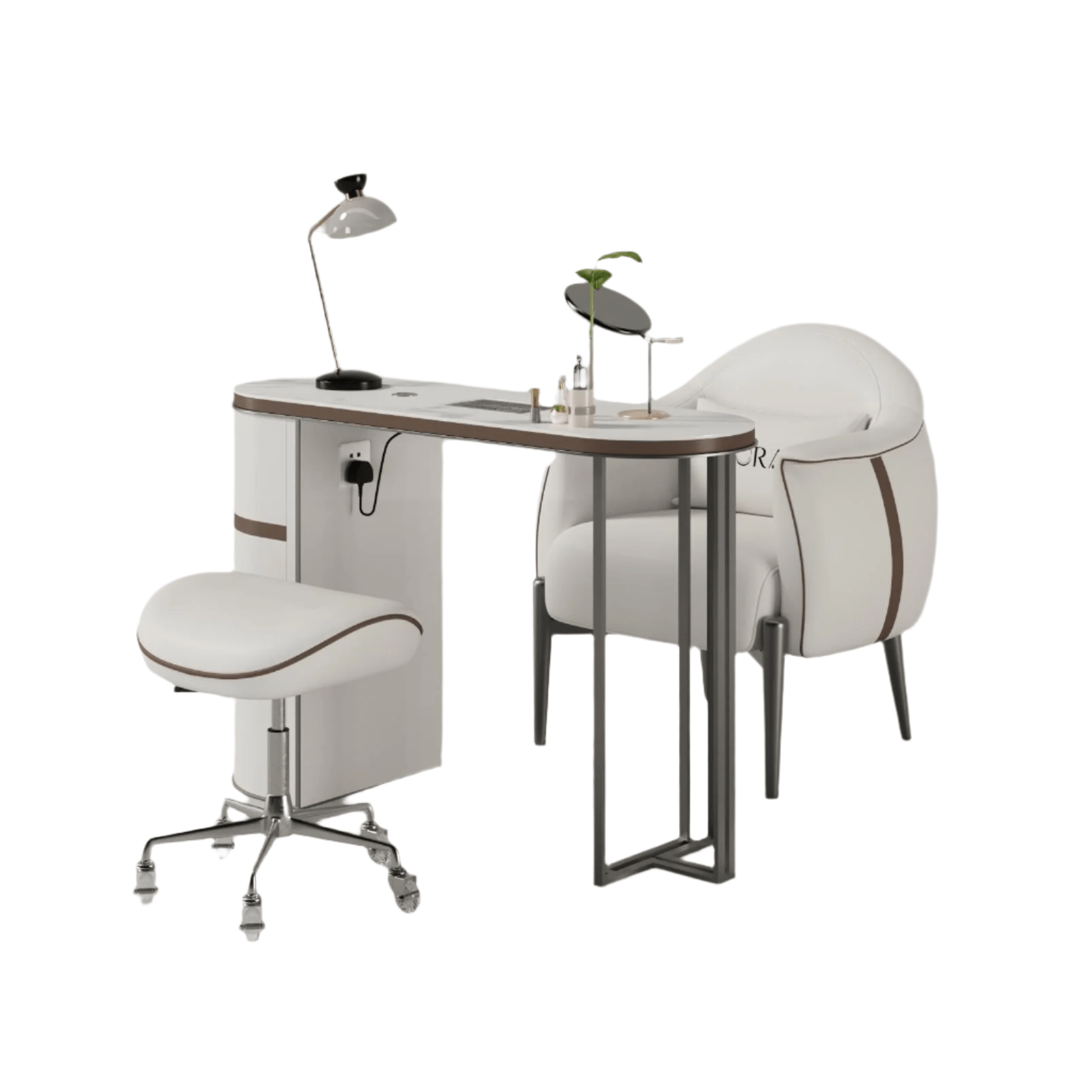 Professional GLORALL Manicure Table Set with Adjustable Chair & Stool TR1802 - Complete Salon Nail Station for Pedicures, Manicures & Spa Treatments