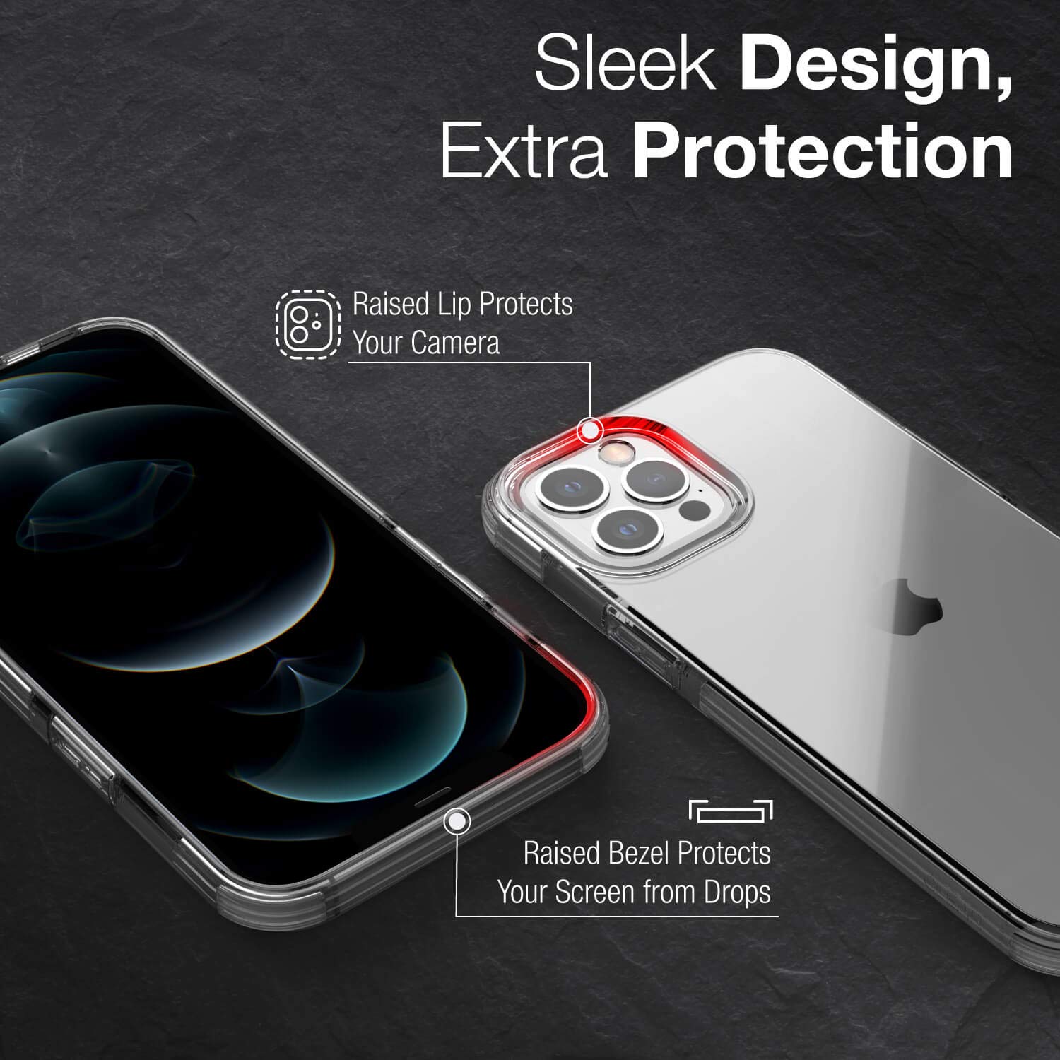 Raptic Clear Case for iPhone 12 Pro Max - Anti-Yellowing Slim Protective Cover with Shock Absorption & Scratch Resistance - Perfect for Everyday Use, Travel, and Outdoor Activities