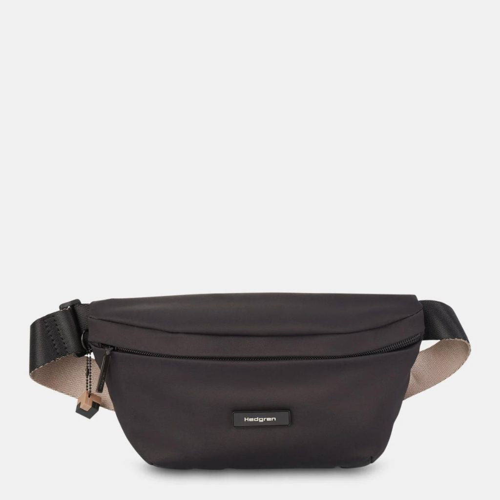 Hedgren Halo Waist Pack - Black Crossbody Fanny Pack for Men & Women | Water-Resistant Travel Belt Bag for Hiking, Running, Gym & Outdoor Activities