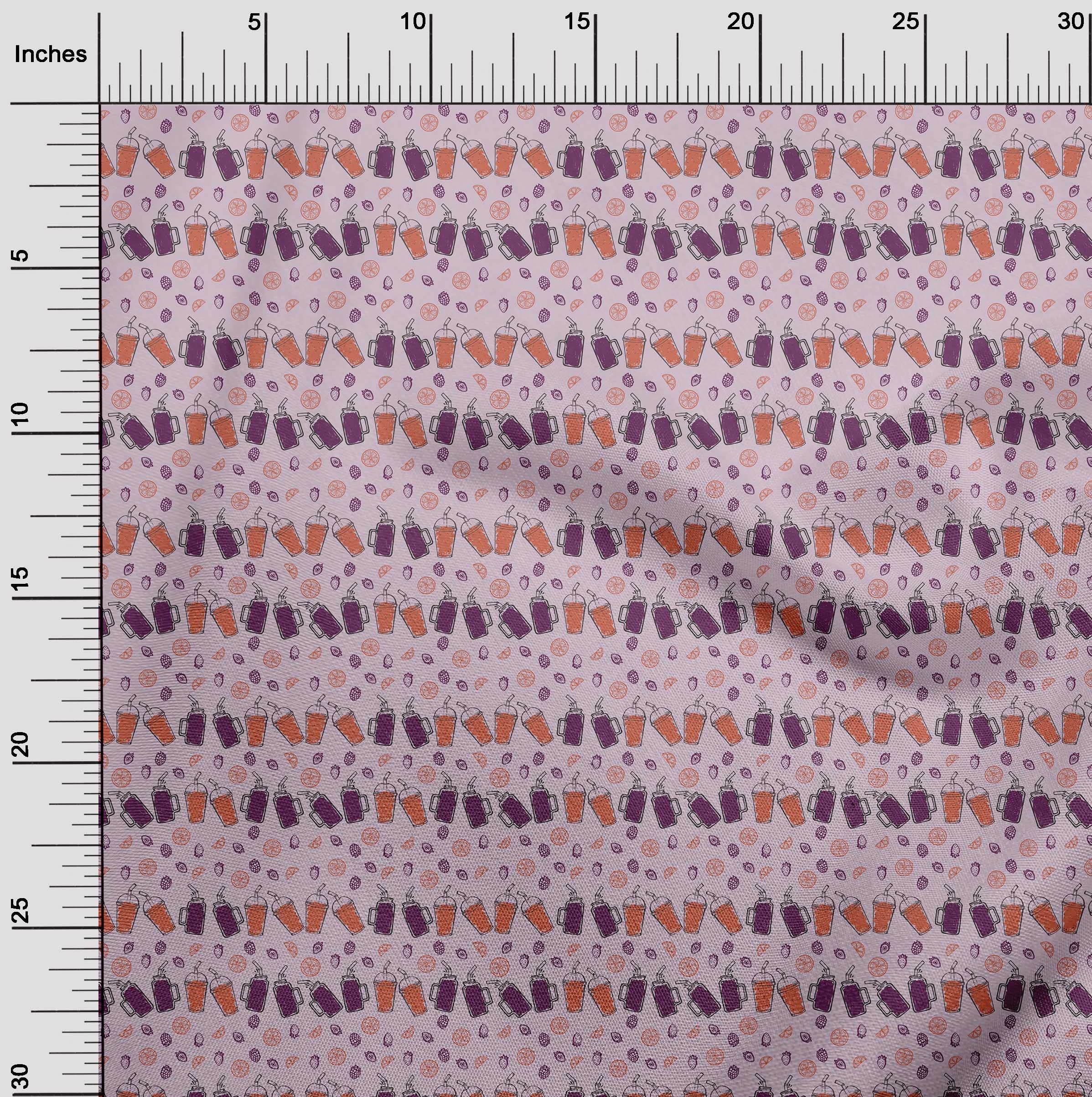 oneOone Viscose Chiffon Fabric - Light Pink Fruit Print Dress Material - 42 Inch Wide by The Yard | Perfect for Summer Dresses, Skirts & DIY Fashion Projects