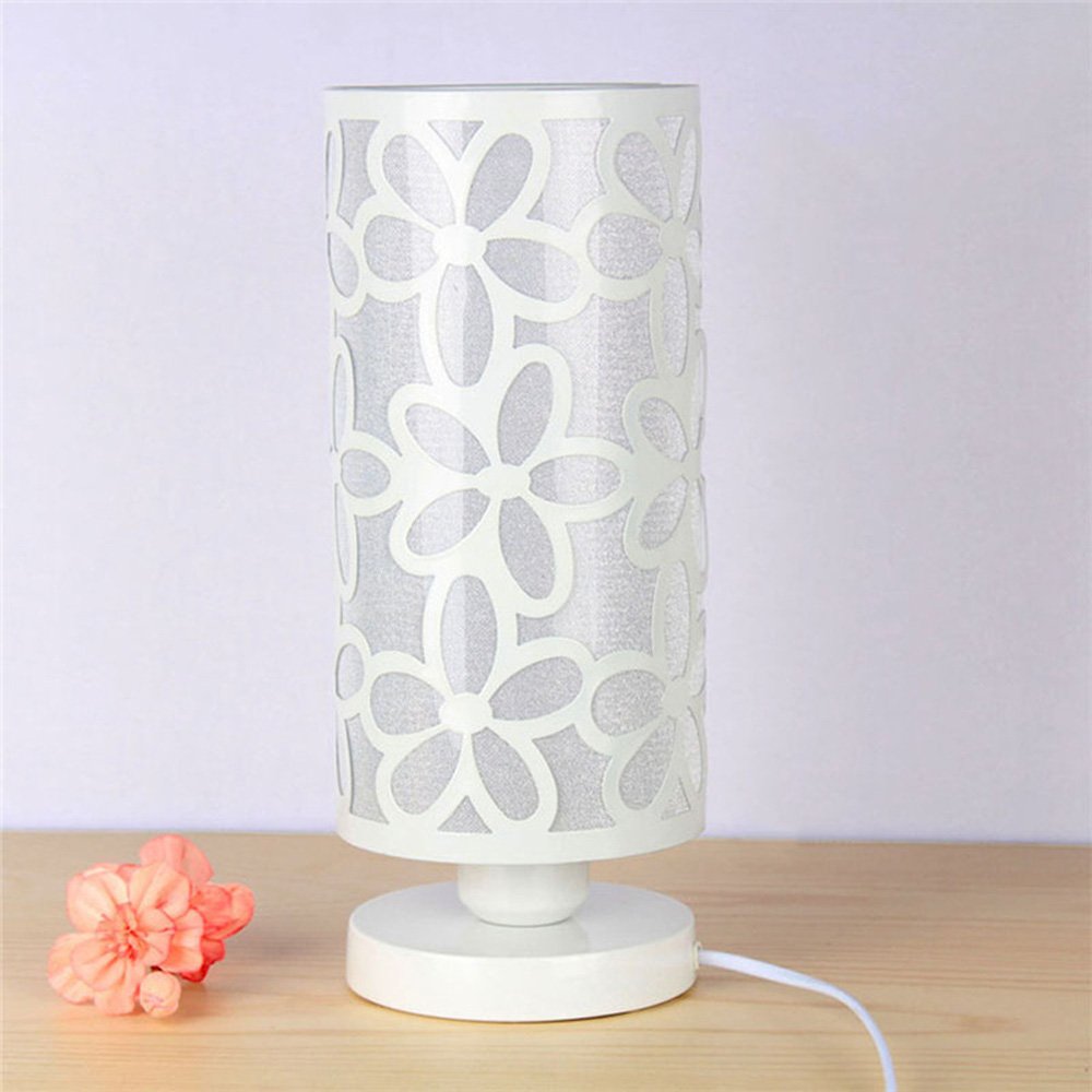 Modern Creative Iron Art Hollow Desk Lamp with Polymer Lampshade - Wooden Base Table Light for Living Room, Bedroom, Study & Office Decor | Night Light with Button Switch | Perfect for Reading, Working & Ambient Lighting