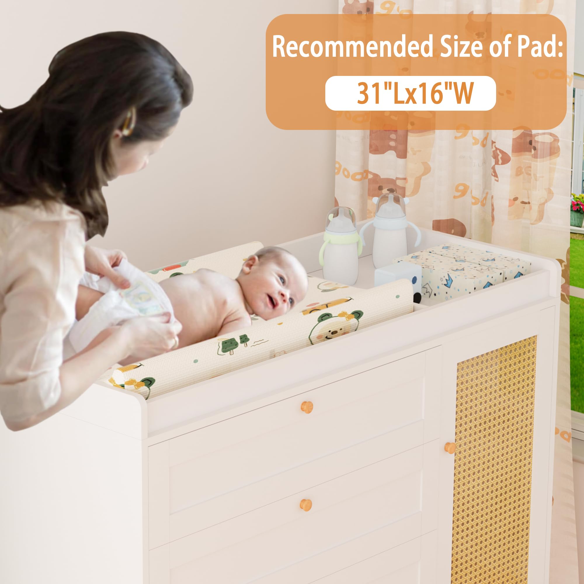 White 5-Drawer Nursery Dresser with Changing Table Top - Baby Changing Station & Storage Organizer for Infants | Perfect for Diaper Changes & Nursery Organization