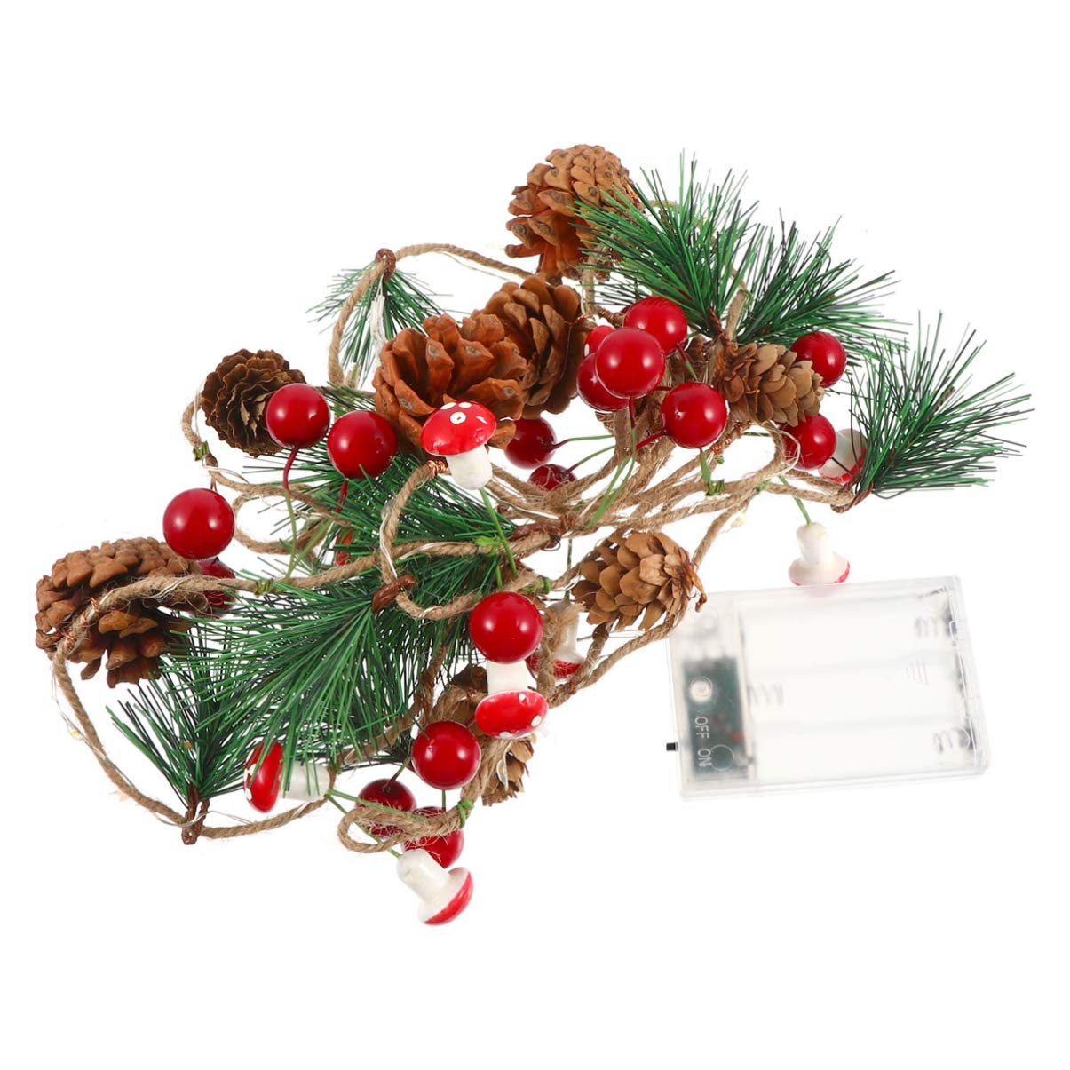 SOLUSTRE 1 Pack Fairy Christmas Lights Garland - 10ft LED Pinecone String Lights with Copper Wire, Warm White Battery Operated for Holiday Tree Decor, Bedroom, Wedding, Party & Outdoor Lighting