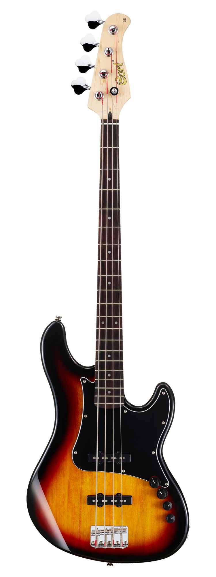 Cort GB34JJ 3TS 4-String Bass Guitar - Vintage Sunburst Finish | Professional Electric Bass for Musicians & Performers | Perfect for Rock, Jazz & Studio Recording