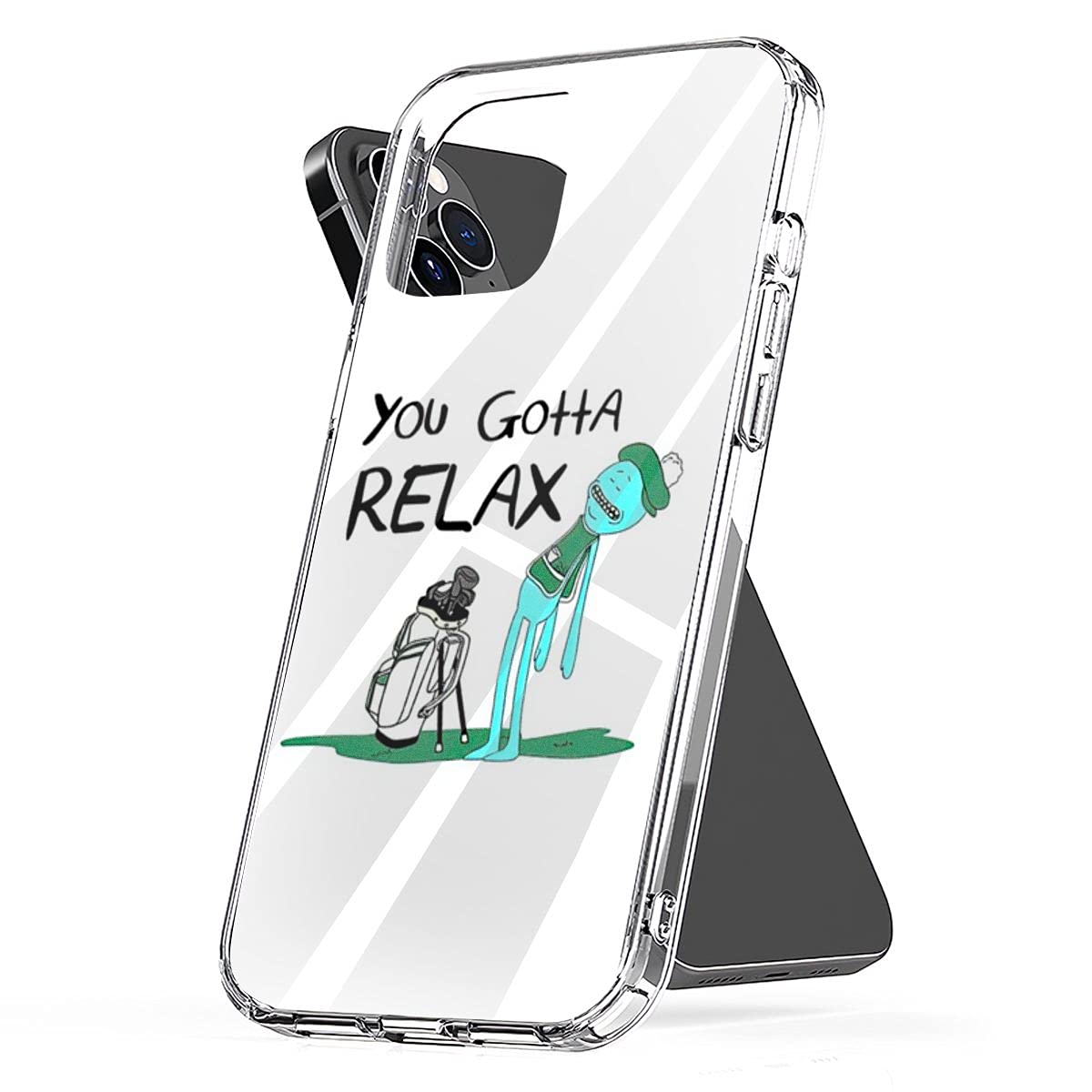 Shockproof Waterproof iPhone Case with Mr. Meeseeks Quote - Compatible with iPhone 6/7/8/SE/2020/X/XR/11 Pro Max/12 Mini - Funny 'You Gotta Relax' Design - Perfect for Daily Use, Travel & Gift Giving