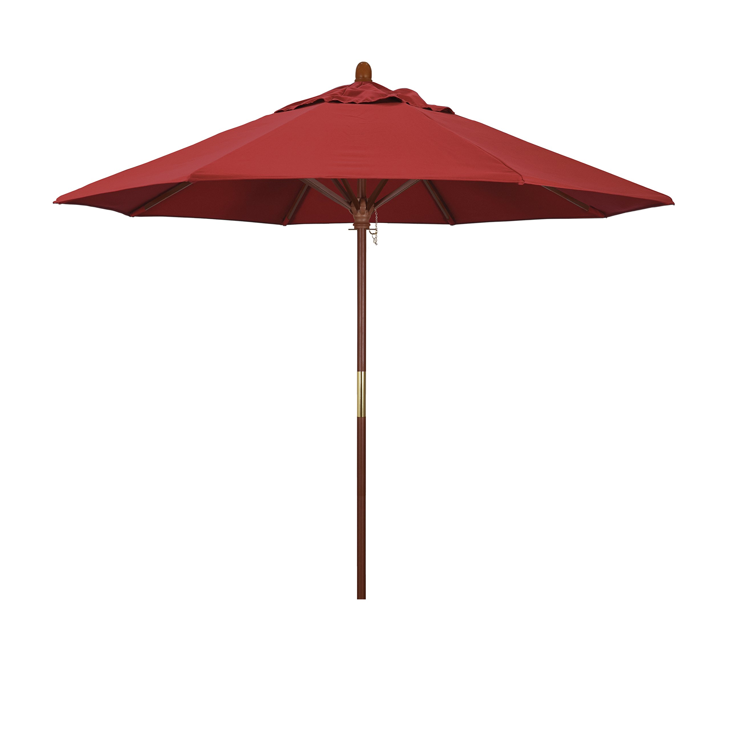 9' Grove Series Patio Umbrella with Wood Pole & Hardwood Ribs - Push Lift Mechanism, Durable Olefin Red Fabric - Perfect for Backyard, Poolside, and Outdoor Dining Areas
